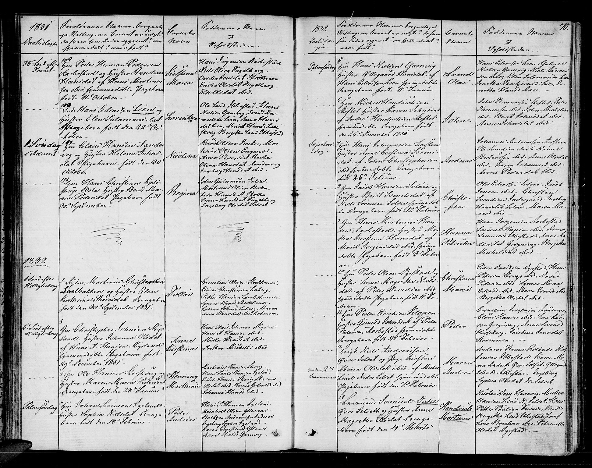 Ibestad sokneprestembete, AV/SATØ-S-0077/H/Ha/Haa/L0005kirke: Parish register (official) no. 5, 1825-1836, p. 70