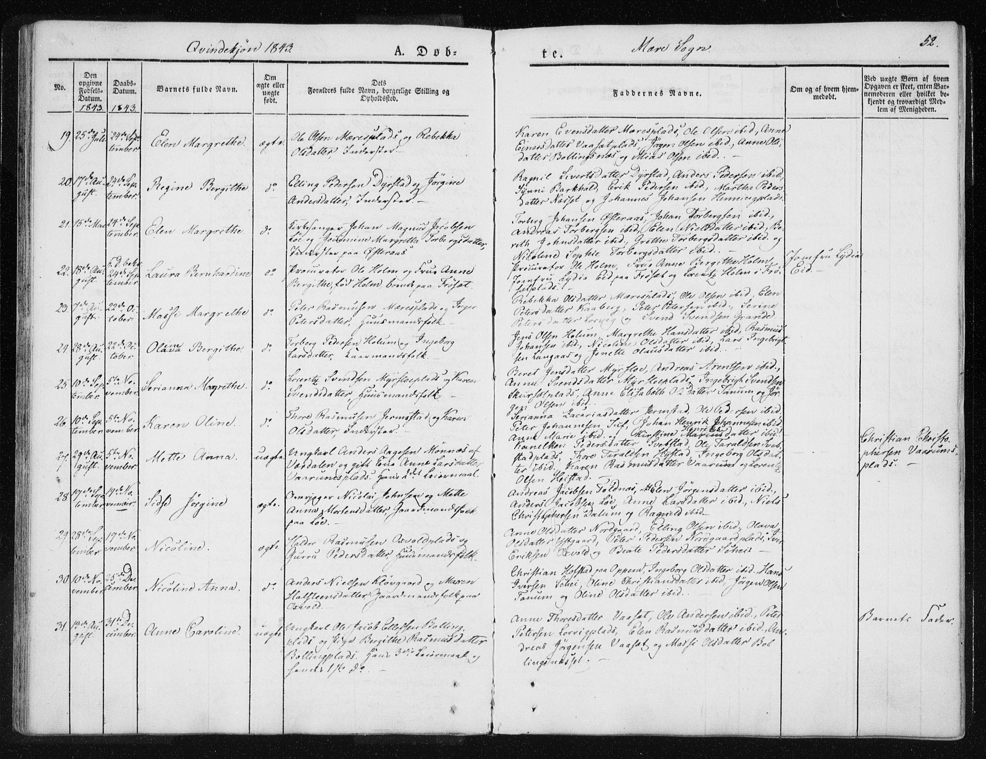 Ministerialprotokoller, klokkerbøker og fødselsregistre - Nord-Trøndelag, SAT/A-1458/735/L0339: Parish register (official) no. 735A06 /1, 1836-1848, p. 52