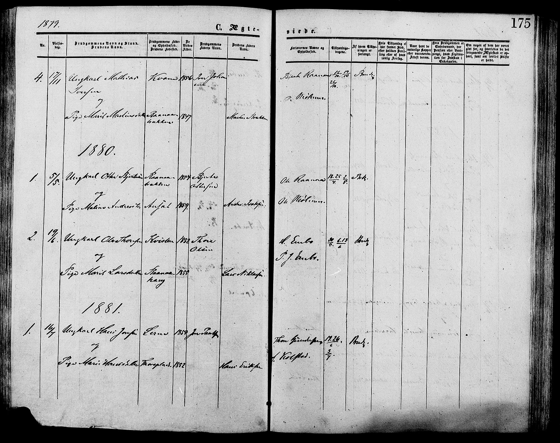 Lesja prestekontor, SAH/PREST-068/H/Ha/Haa/L0009: Parish register (official) no. 9, 1854-1889, p. 175