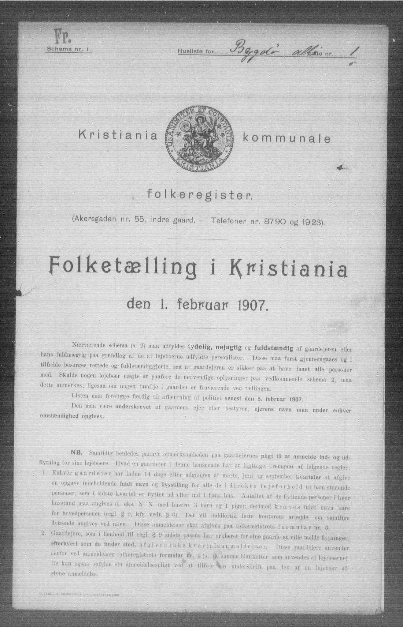 OBA, Municipal Census 1907 for Kristiania, 1907, p. 5304