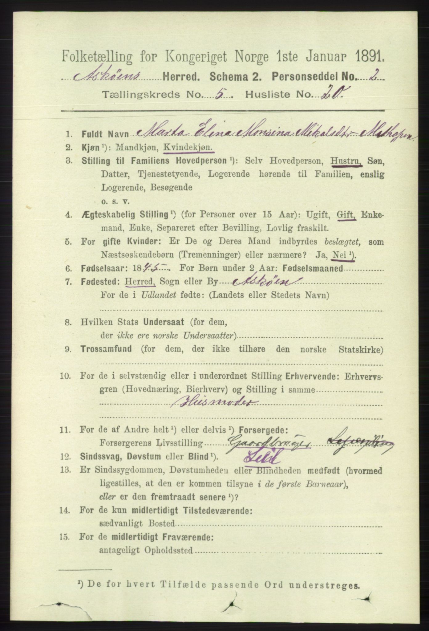 RA, 1891 census for 1247 Askøy, 1891, p. 3610