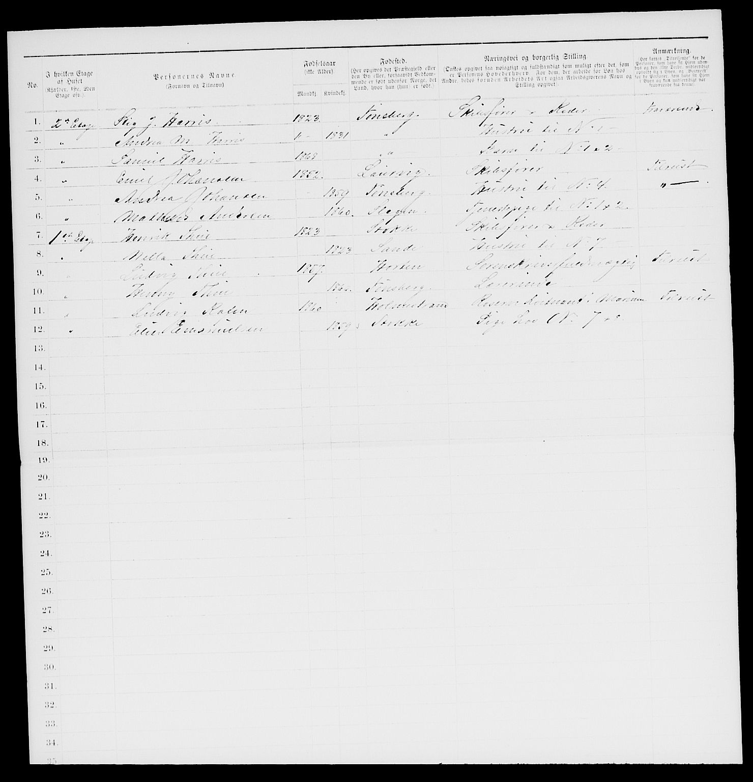 SAKO, 1885 census for 0705 Tønsberg, 1885, p. 386