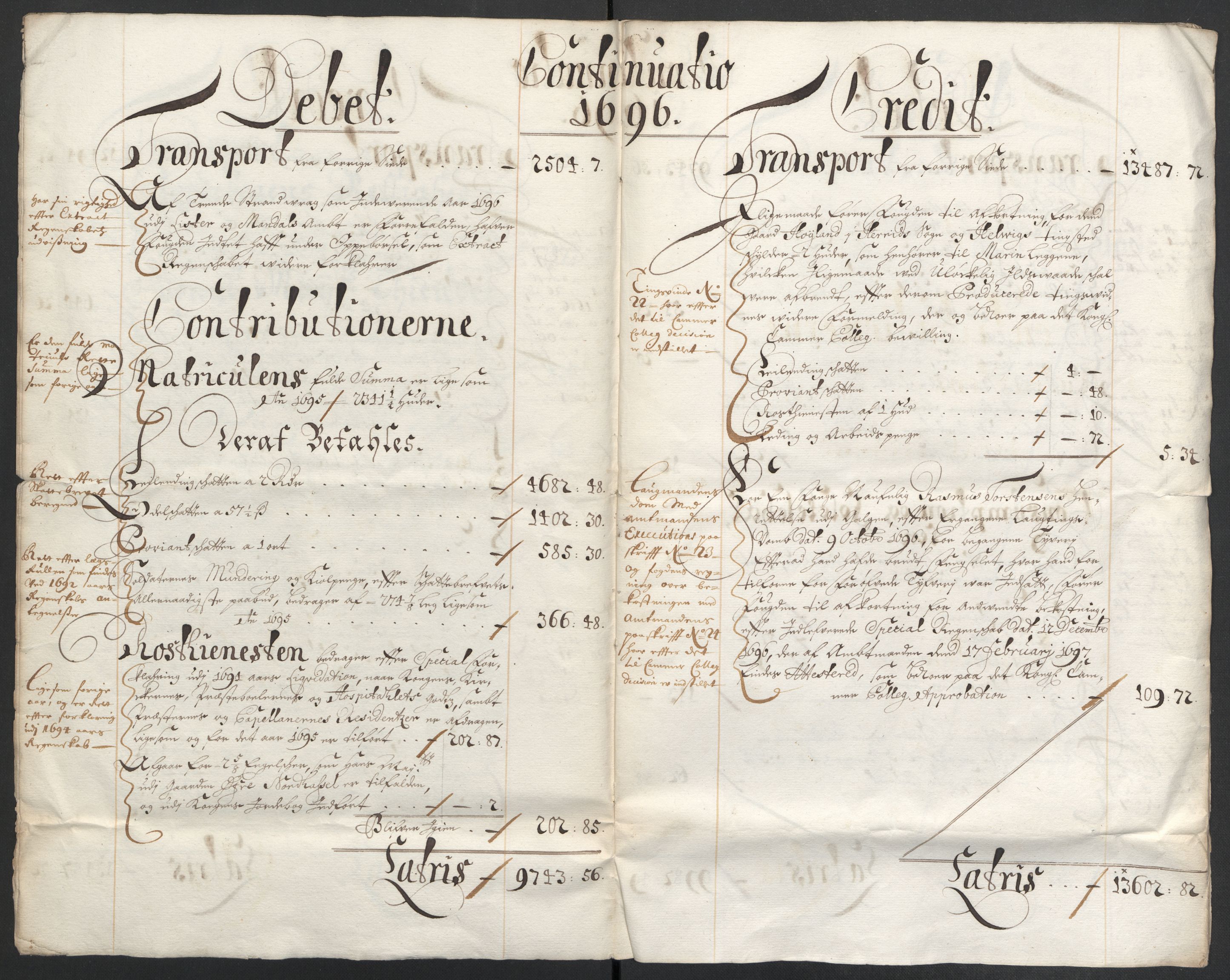 Rentekammeret inntil 1814, Reviderte regnskaper, Fogderegnskap, RA/EA-4092/R43/L2546: Fogderegnskap Lista og Mandal, 1696-1697, p. 7