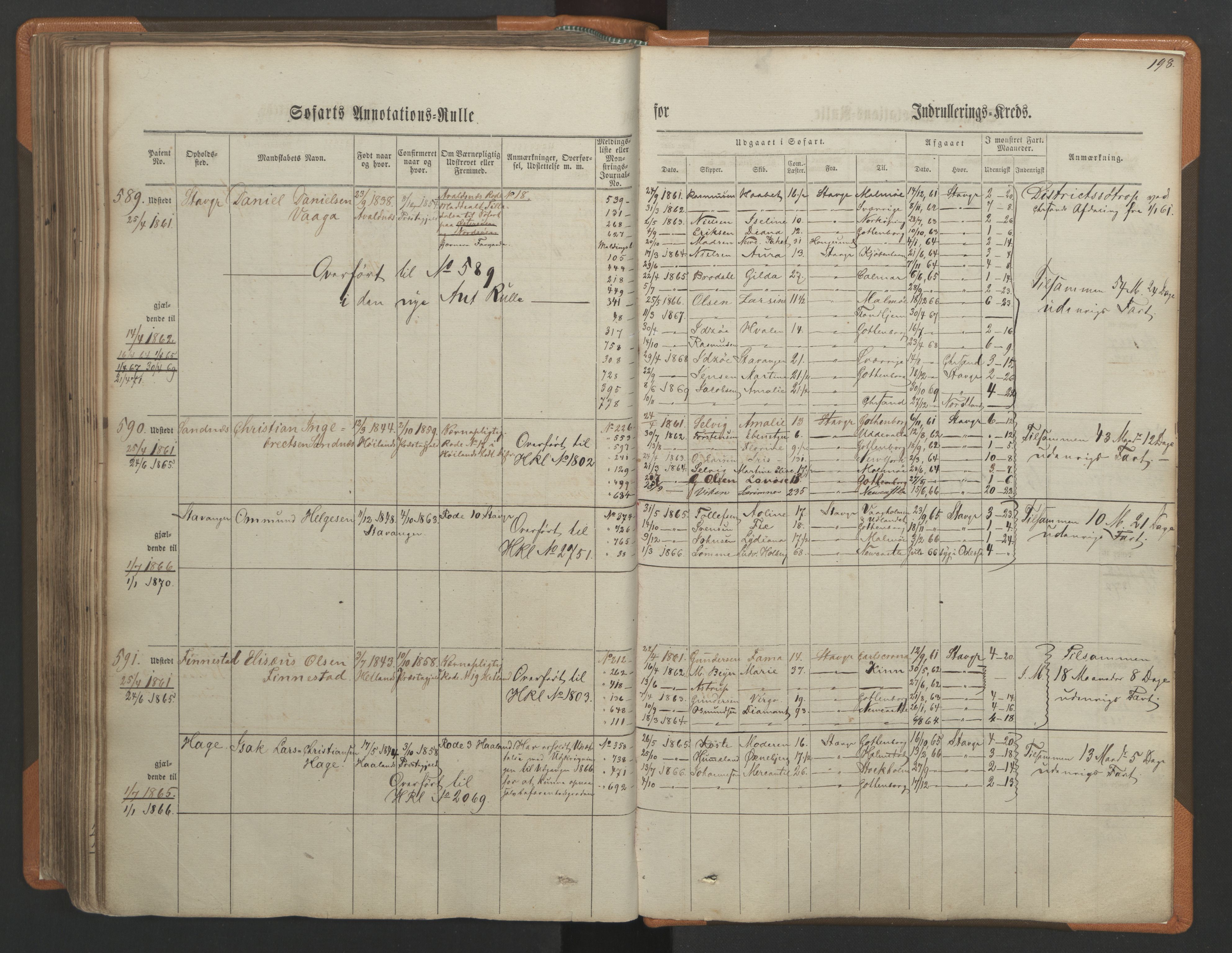 Stavanger sjømannskontor, AV/SAST-A-102006/F/Ff/L0001: Annotasjonsrulle, patentnr. 1-597 (del 1), 1860-1864, p. 208