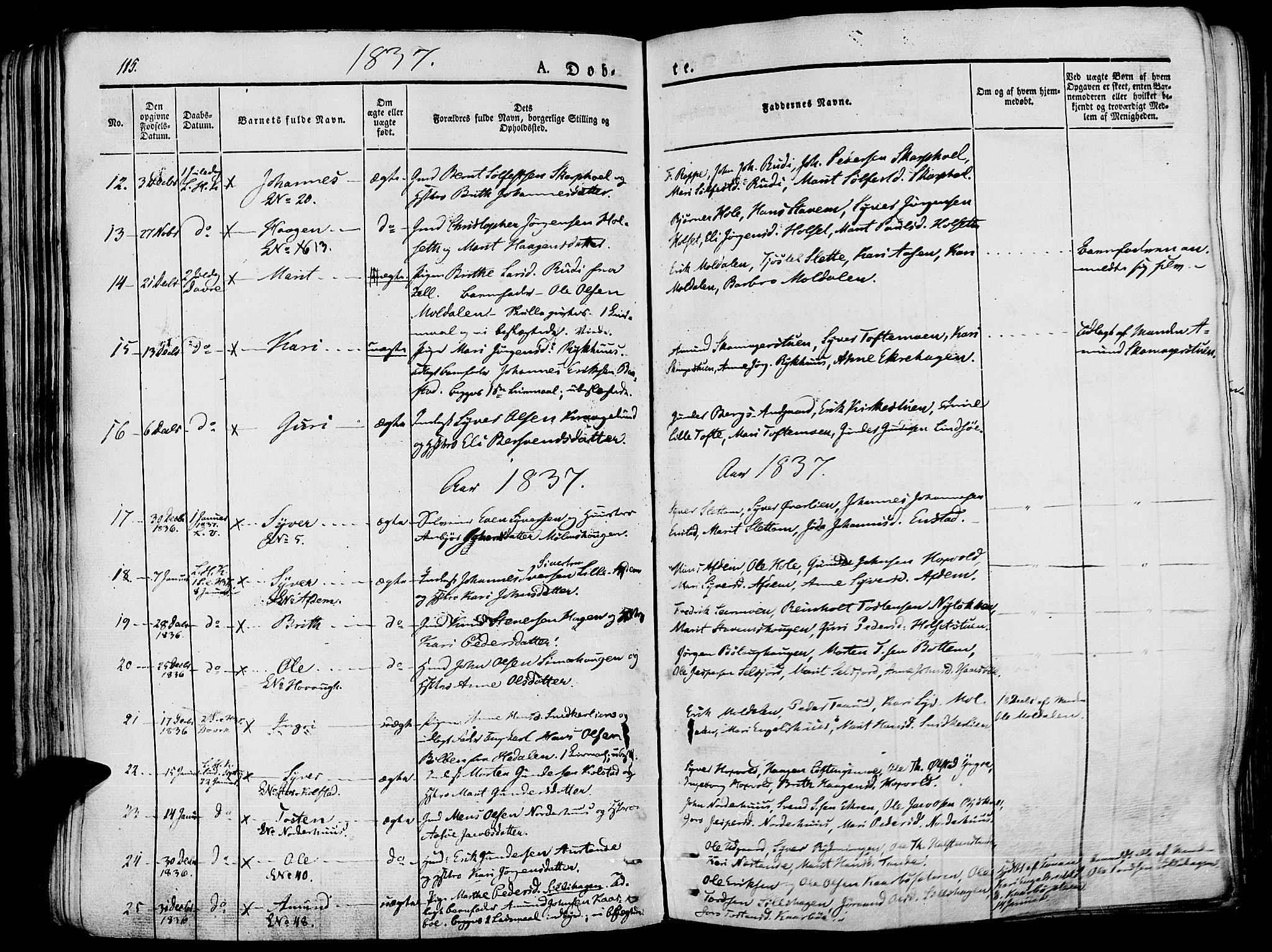 Lesja prestekontor, SAH/PREST-068/H/Ha/Haa/L0005: Parish register (official) no. 5, 1830-1842, p. 115