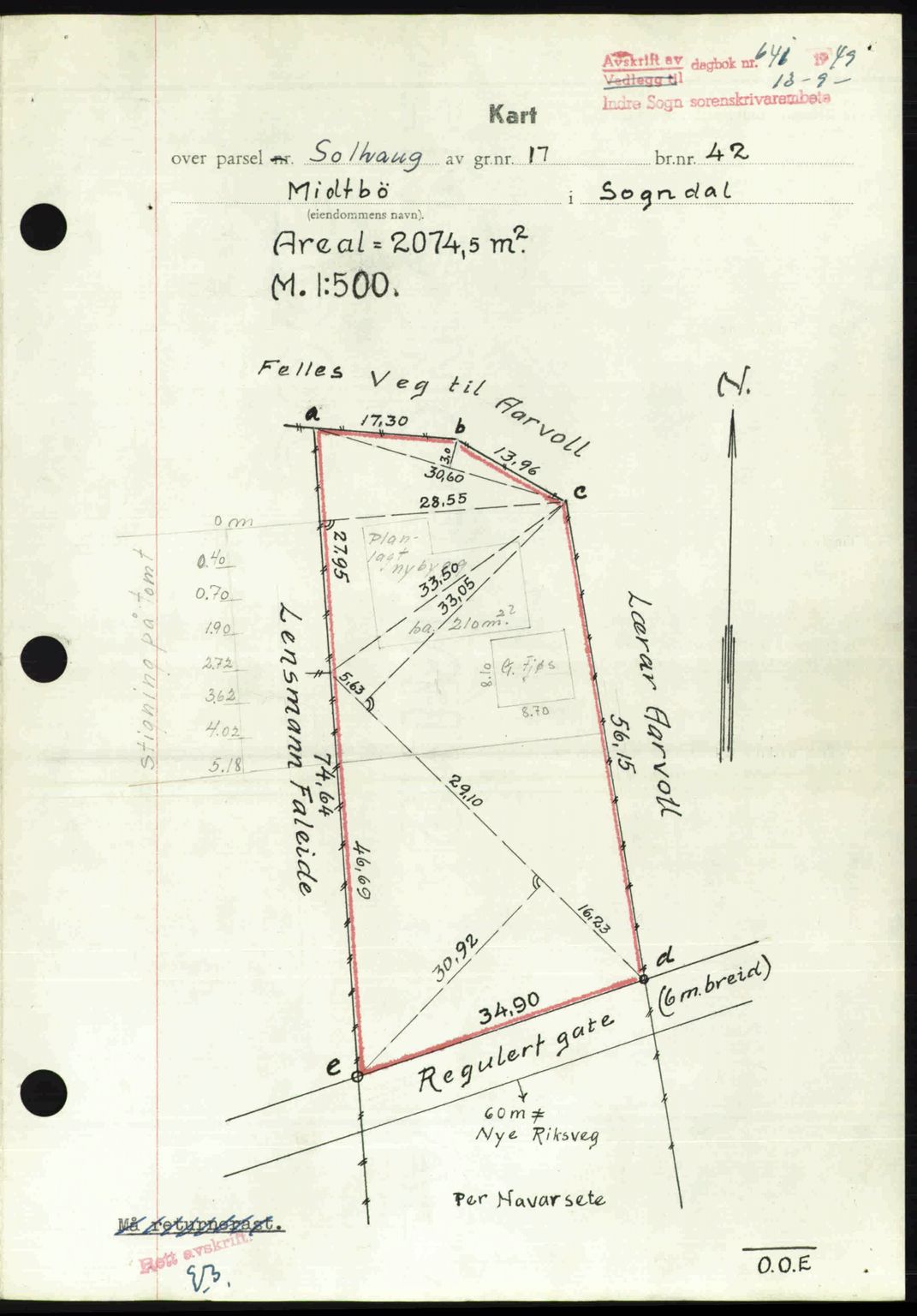 Indre Sogn tingrett, SAB/A-3301/1/G/Gb/Gbb/L0010: Mortgage book no. A10, 1949-1949, Diary no: : 641/1949