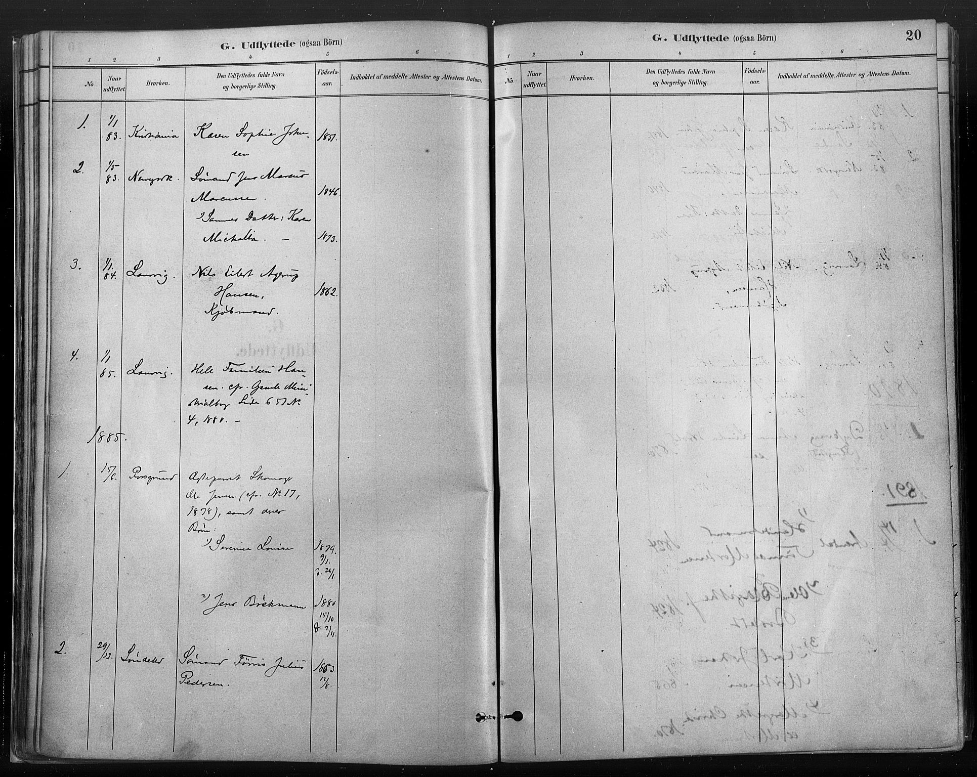 Risør sokneprestkontor, AV/SAK-1111-0035/F/Fa/L0006: Parish register (official) no. A 6, 1883-1908, p. 20