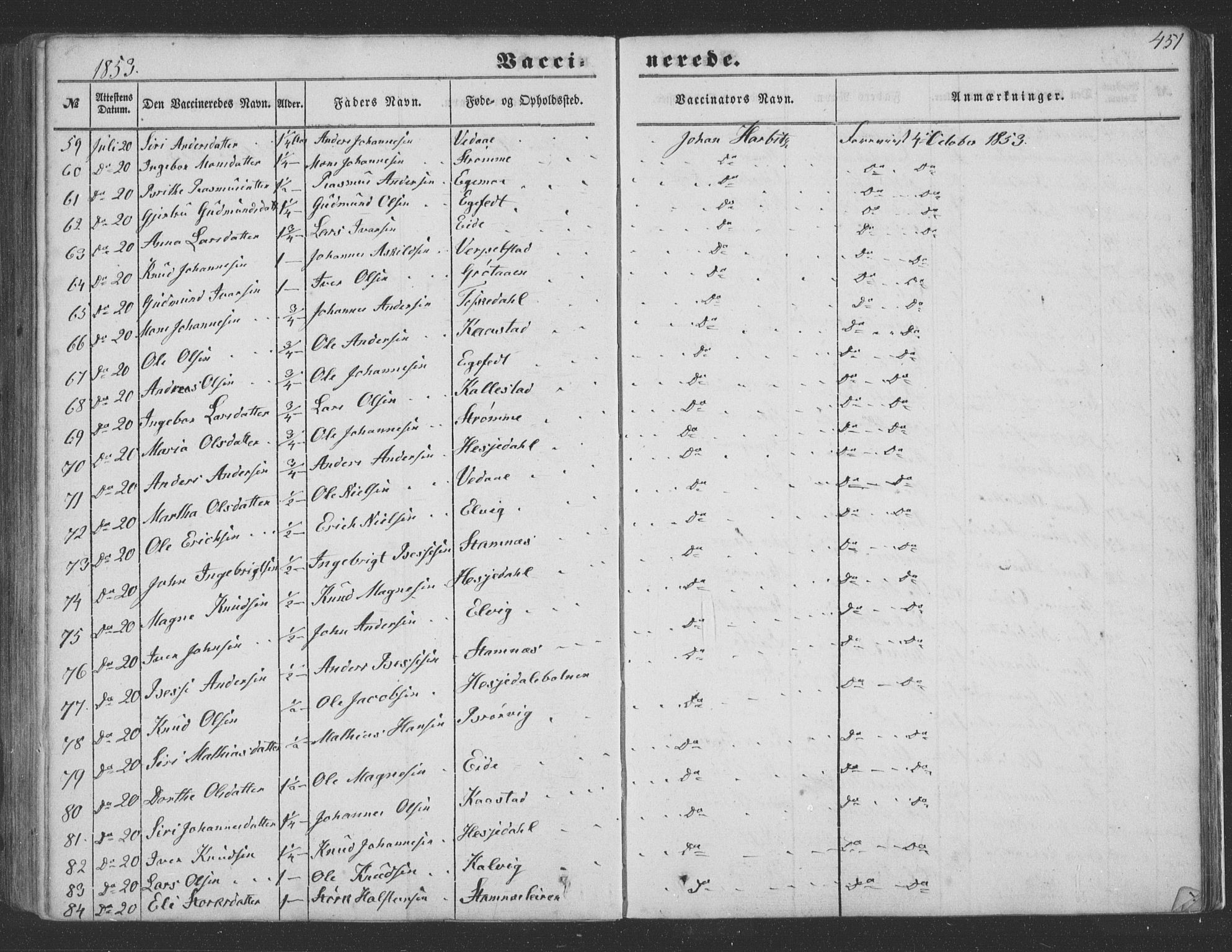 Haus sokneprestembete, AV/SAB-A-75601/H/Haa: Parish register (official) no. A 16 II, 1848-1857, p. 451