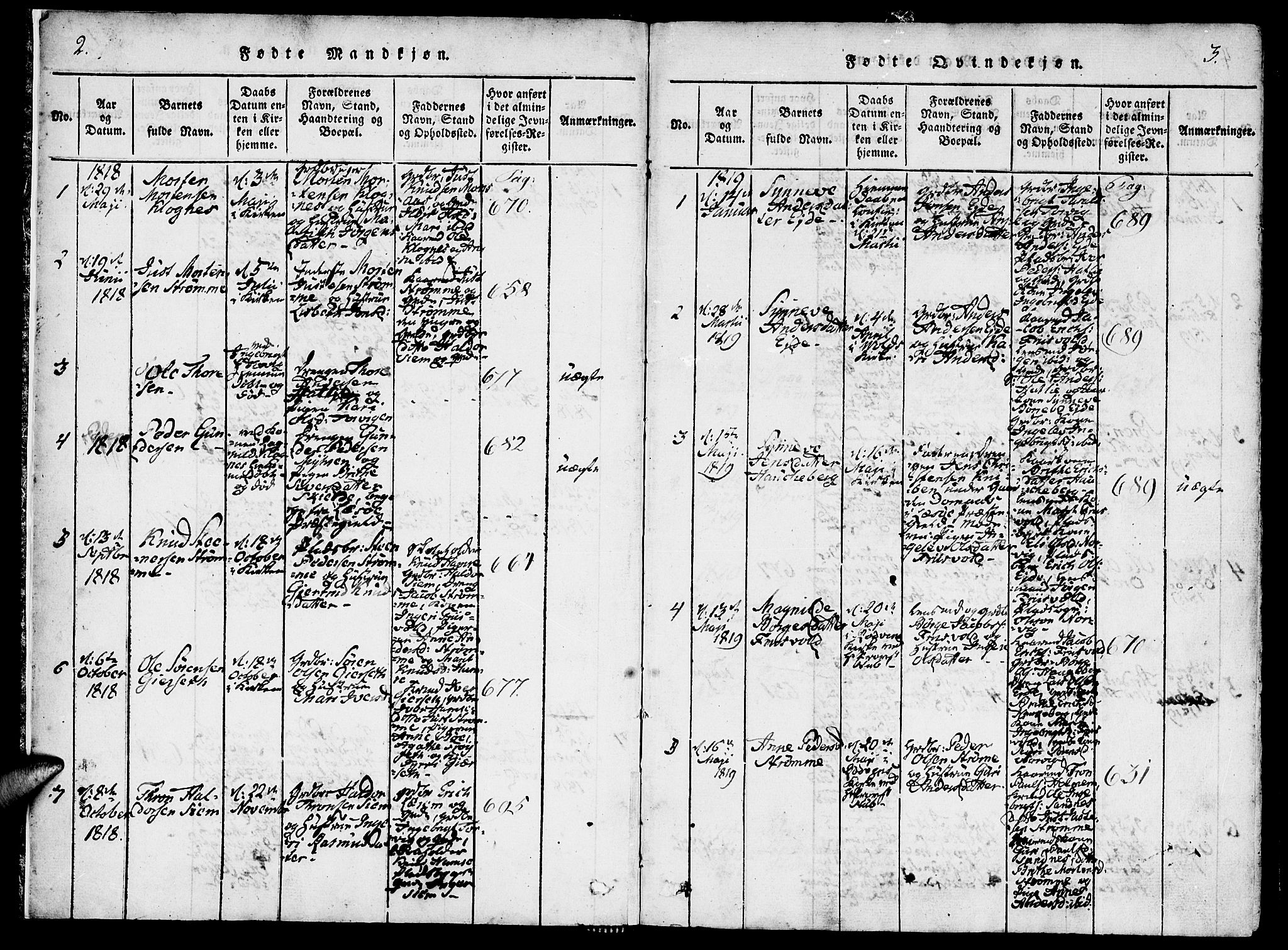 Ministerialprotokoller, klokkerbøker og fødselsregistre - Møre og Romsdal, SAT/A-1454/542/L0551: Parish register (official) no. 542A01, 1818-1853, p. 2-3