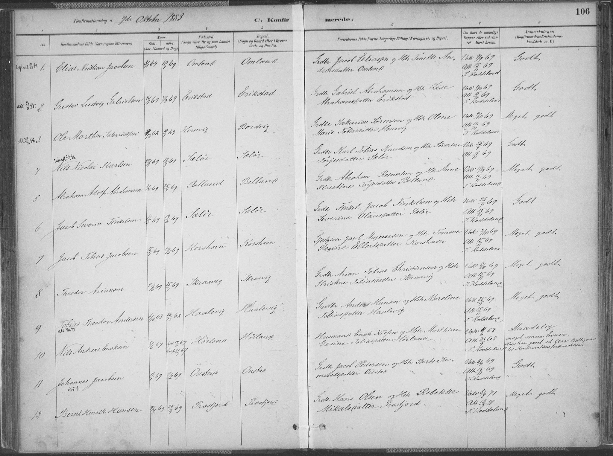 Lyngdal sokneprestkontor, SAK/1111-0029/F/Fa/Faa/L0004: Parish register (official) no. A 4, 1883-1904, p. 106
