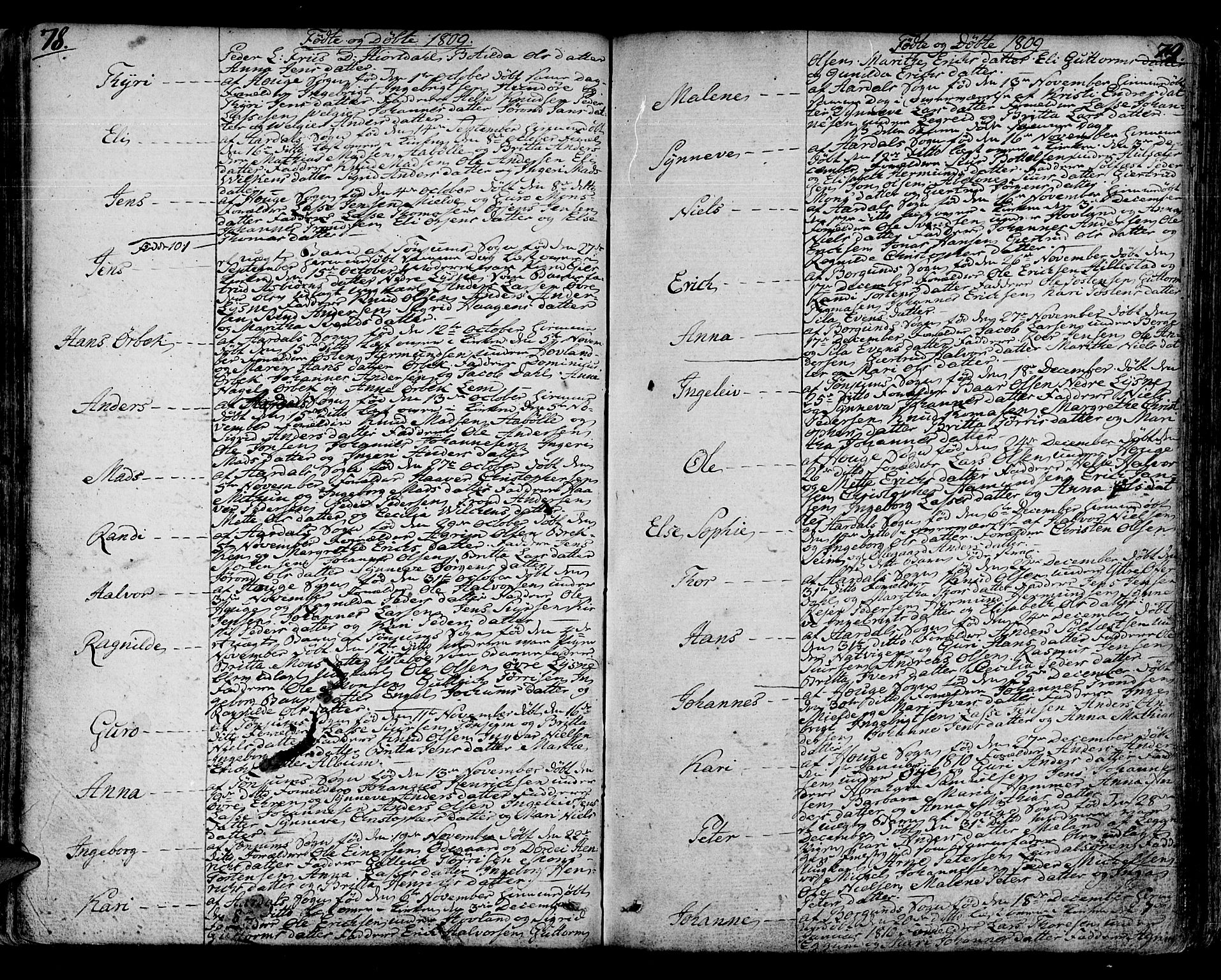 Lærdal sokneprestembete, AV/SAB-A-81201: Parish register (official) no. A 4, 1805-1821, p. 78-79