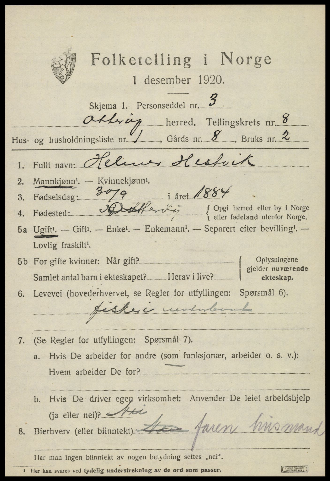 SAT, 1920 census for Otterøy, 1920, p. 2931