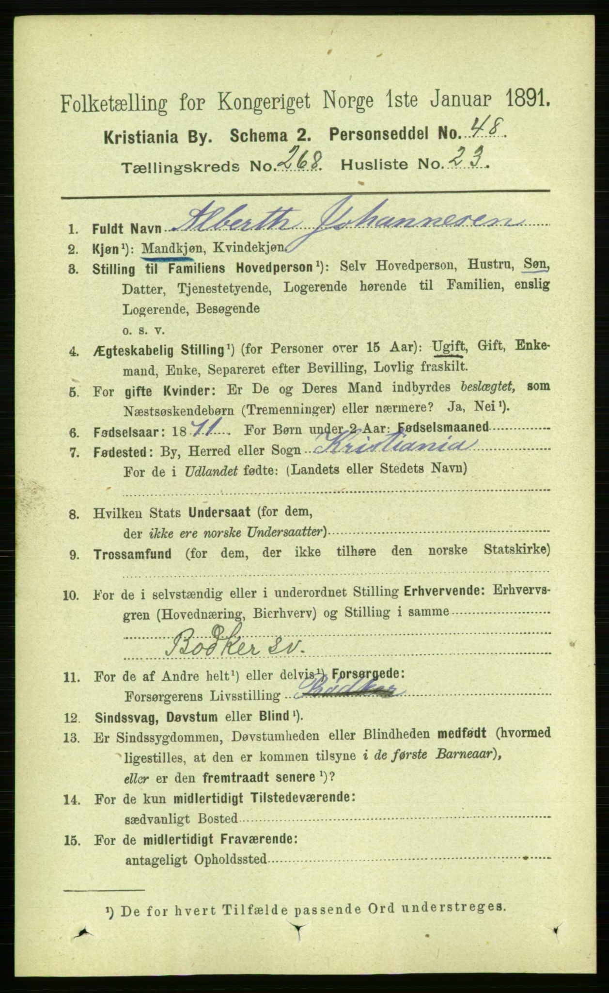 RA, 1891 census for 0301 Kristiania, 1891, p. 162790
