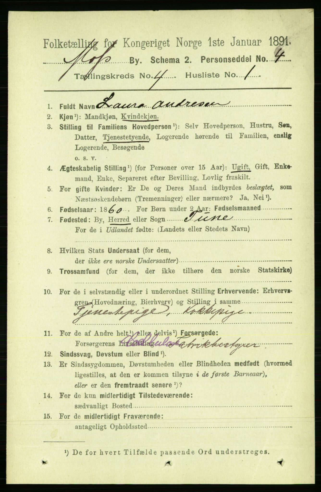 RA, 1891 census for 0104 Moss, 1891, p. 2663