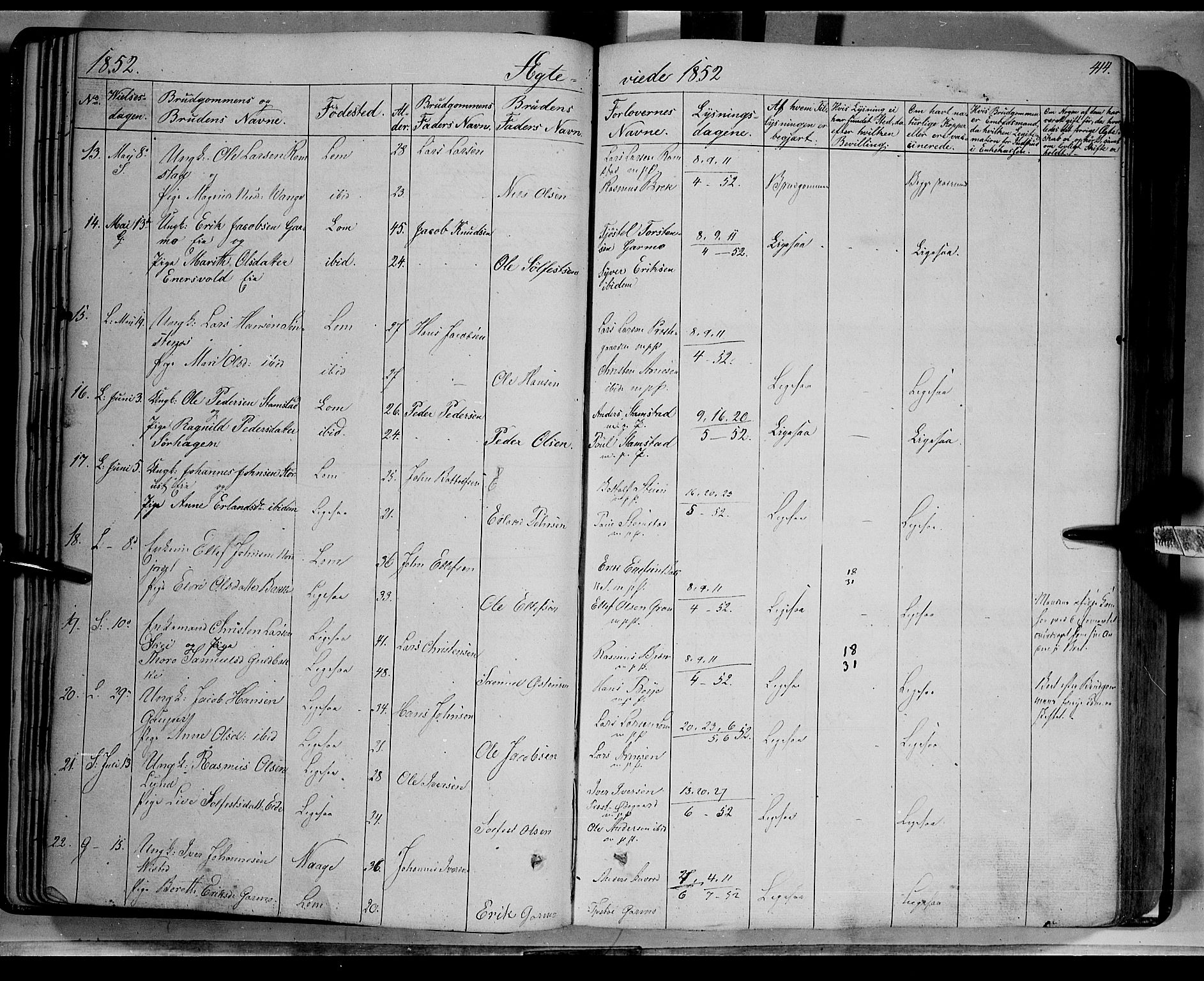 Lom prestekontor, AV/SAH-PREST-070/K/L0006: Parish register (official) no. 6B, 1837-1863, p. 414