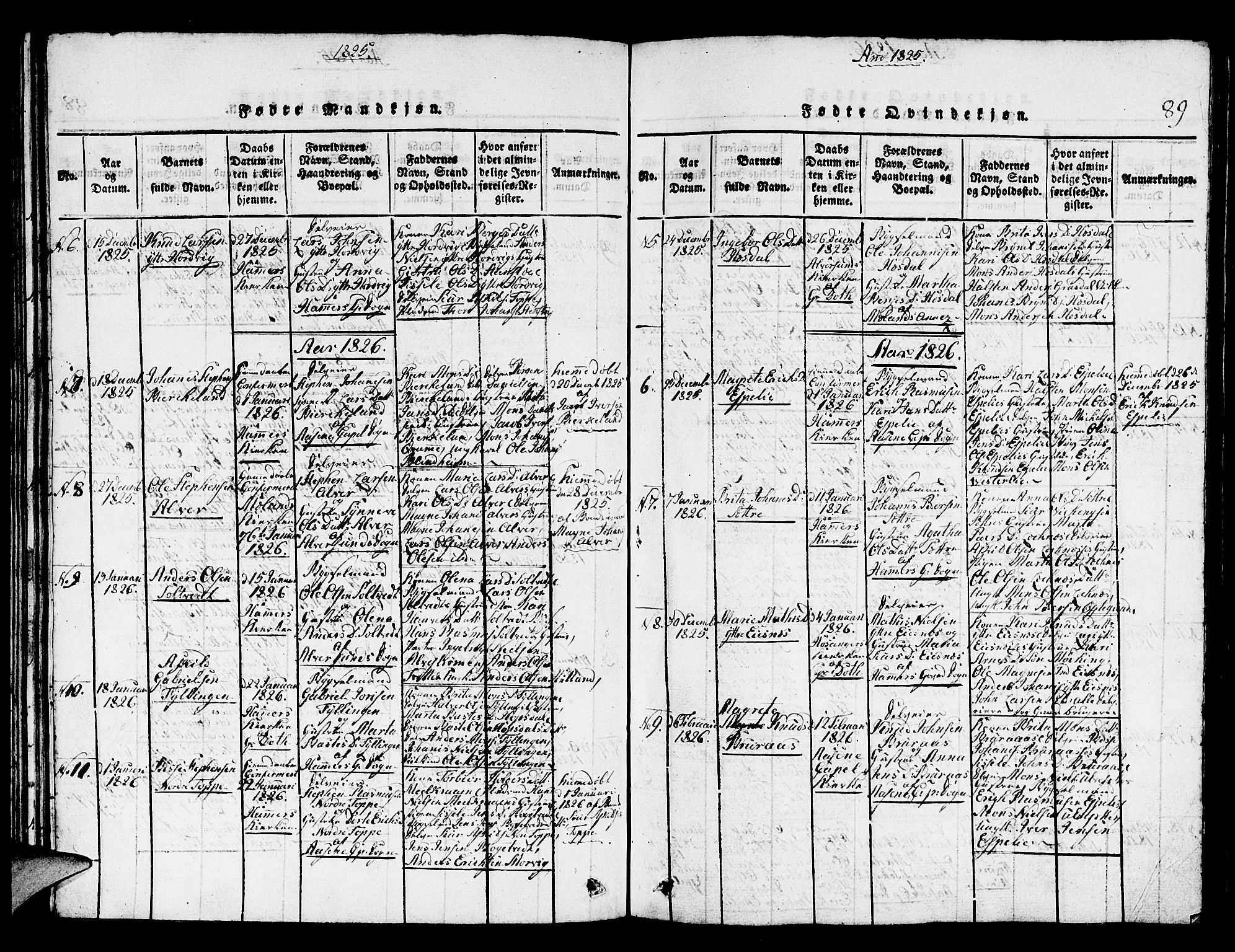 Hamre sokneprestembete, SAB/A-75501/H/Ha/Hab: Parish register (copy) no. A 1, 1816-1826, p. 89