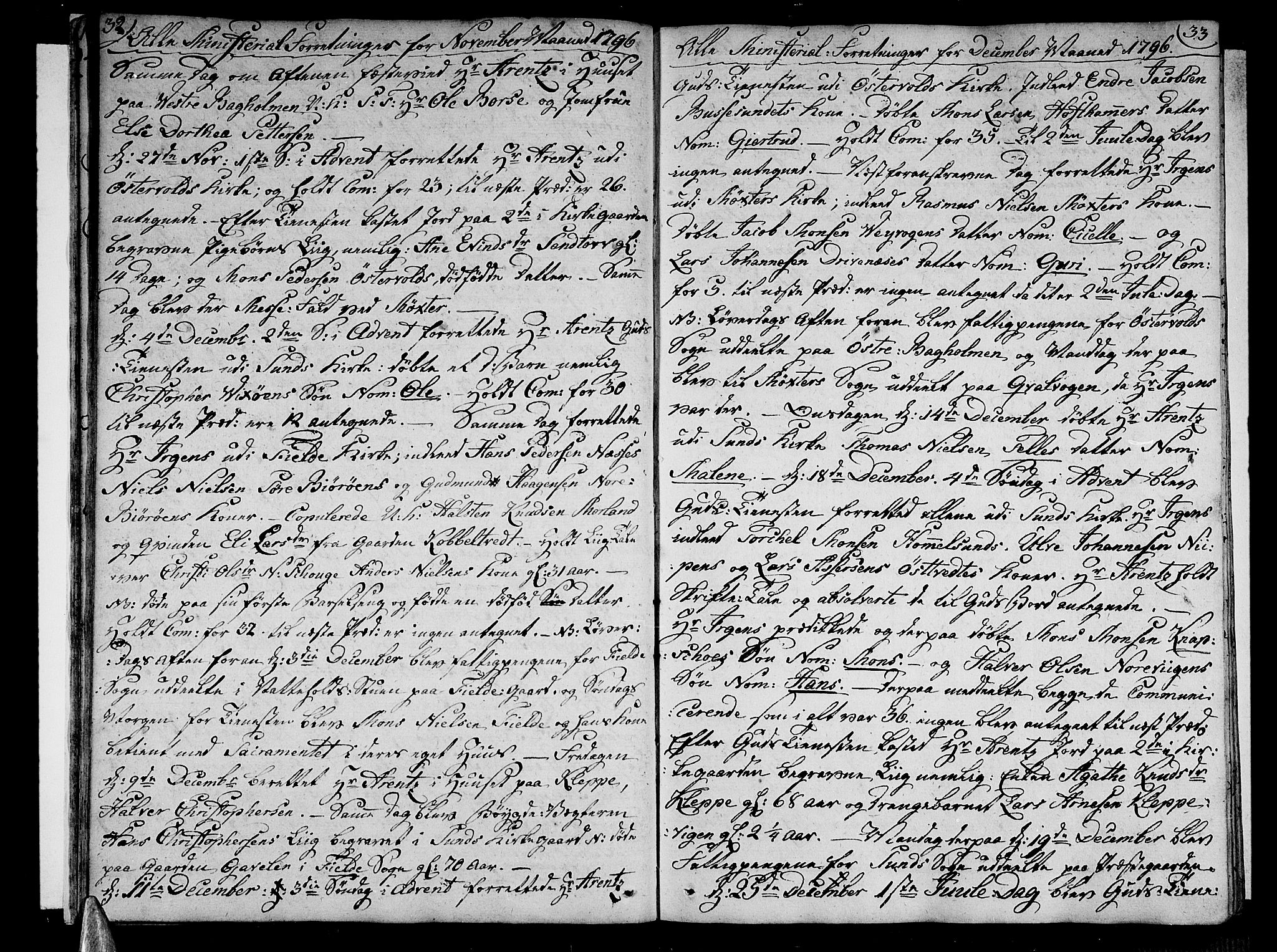 Sund sokneprestembete, AV/SAB-A-99930: Parish register (official) no. A 7, 1796-1815, p. 32-33