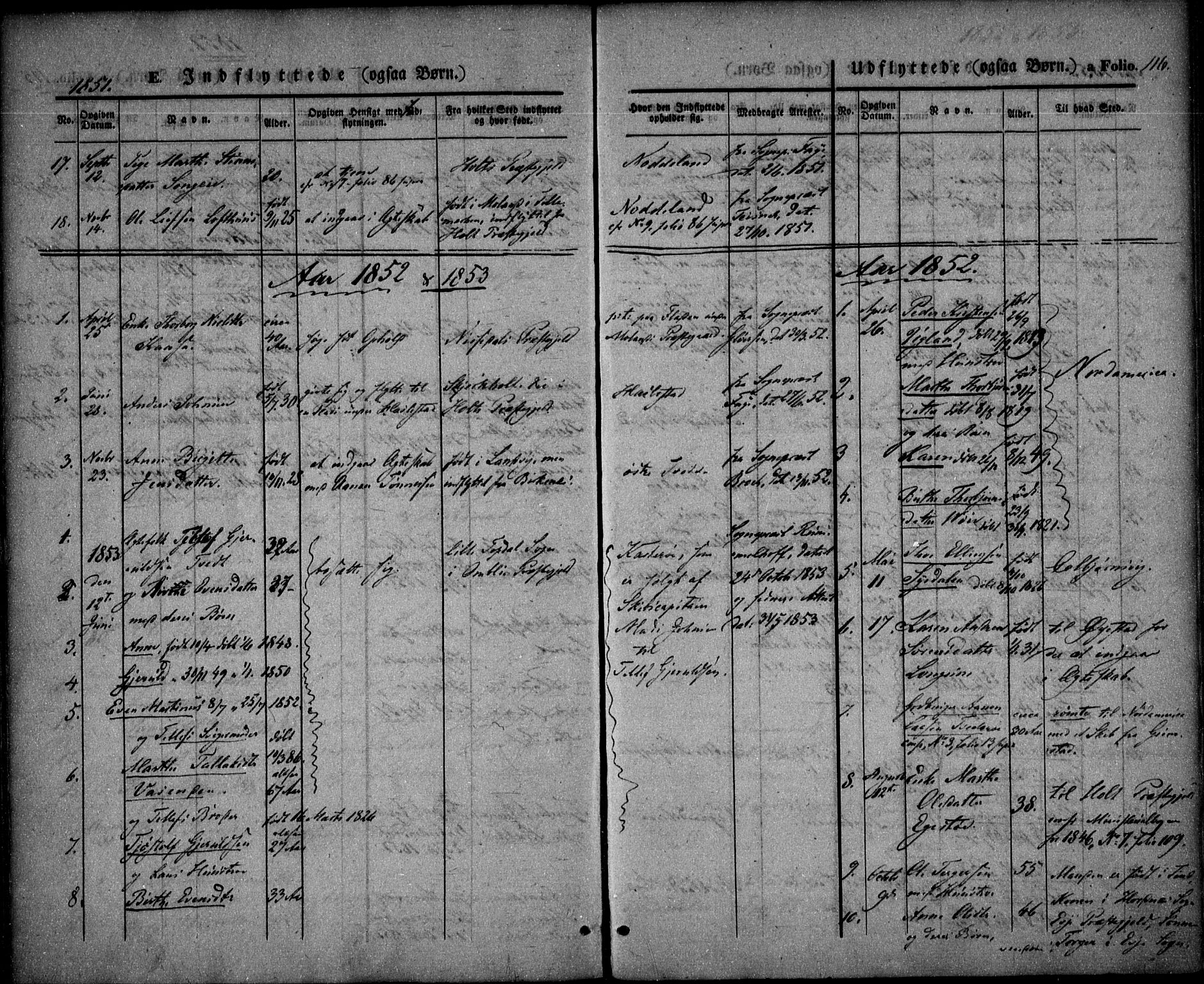 Austre Moland sokneprestkontor, SAK/1111-0001/F/Fa/Faa/L0007: Parish register (official) no. A 7, 1847-1857, p. 116
