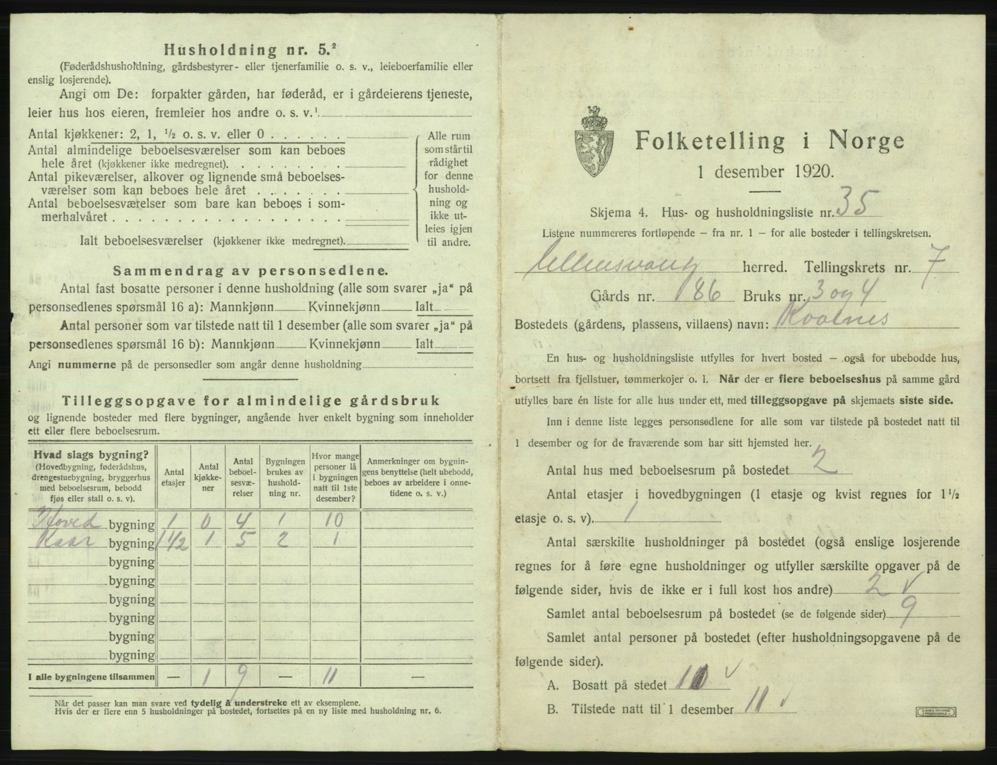 SAB, 1920 census for Ullensvang, 1920, p. 774