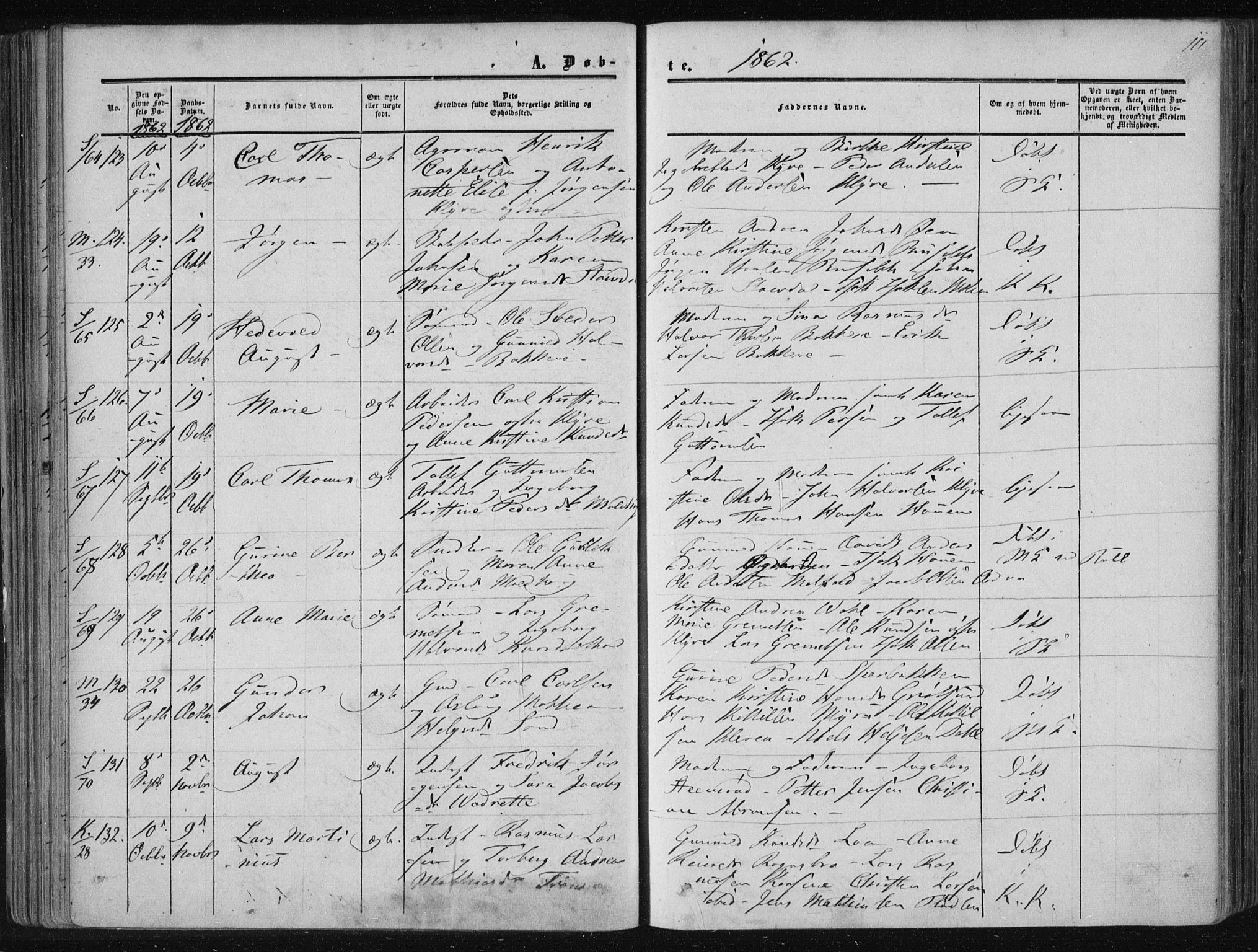 Solum kirkebøker, AV/SAKO-A-306/F/Fa/L0007: Parish register (official) no. I 7, 1856-1864, p. 111