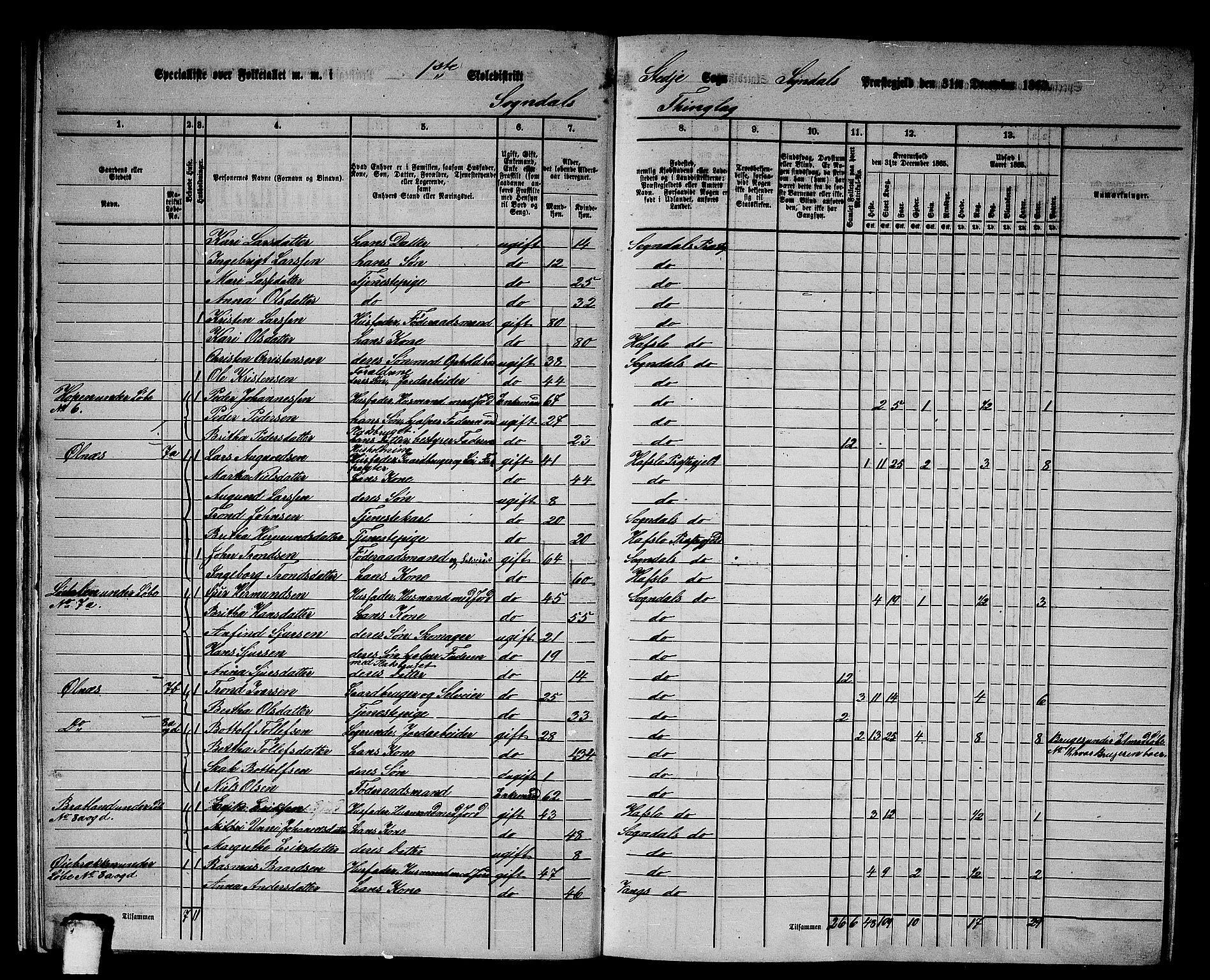 RA, 1865 census for Sogndal, 1865, p. 17