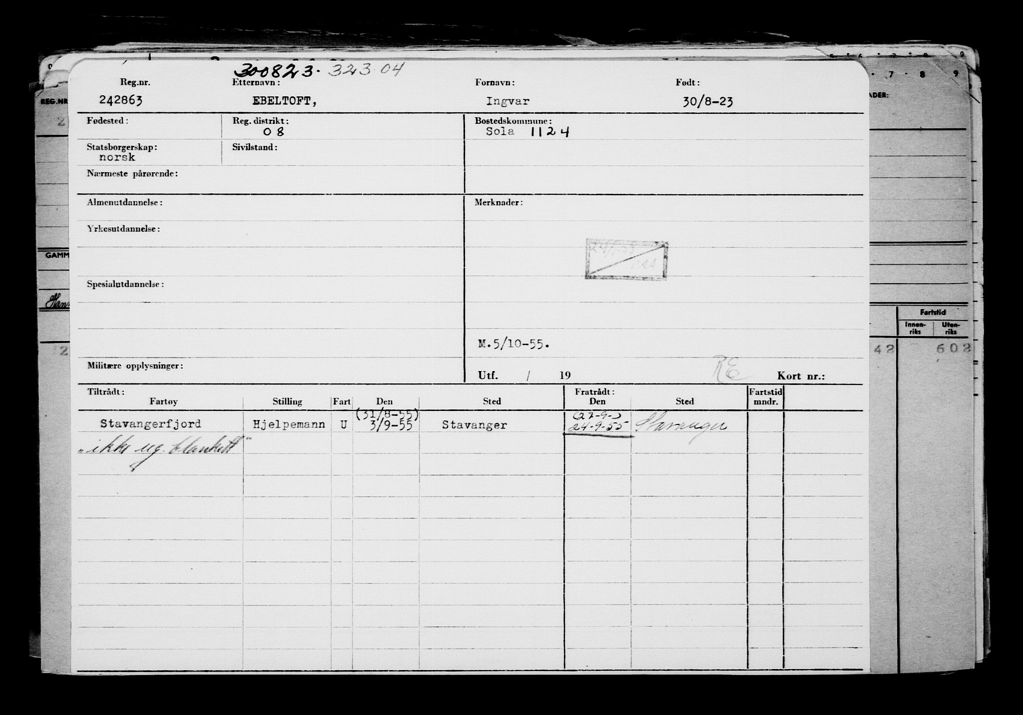 Direktoratet for sjømenn, AV/RA-S-3545/G/Gb/L0222: Hovedkort, 1923, p. 416