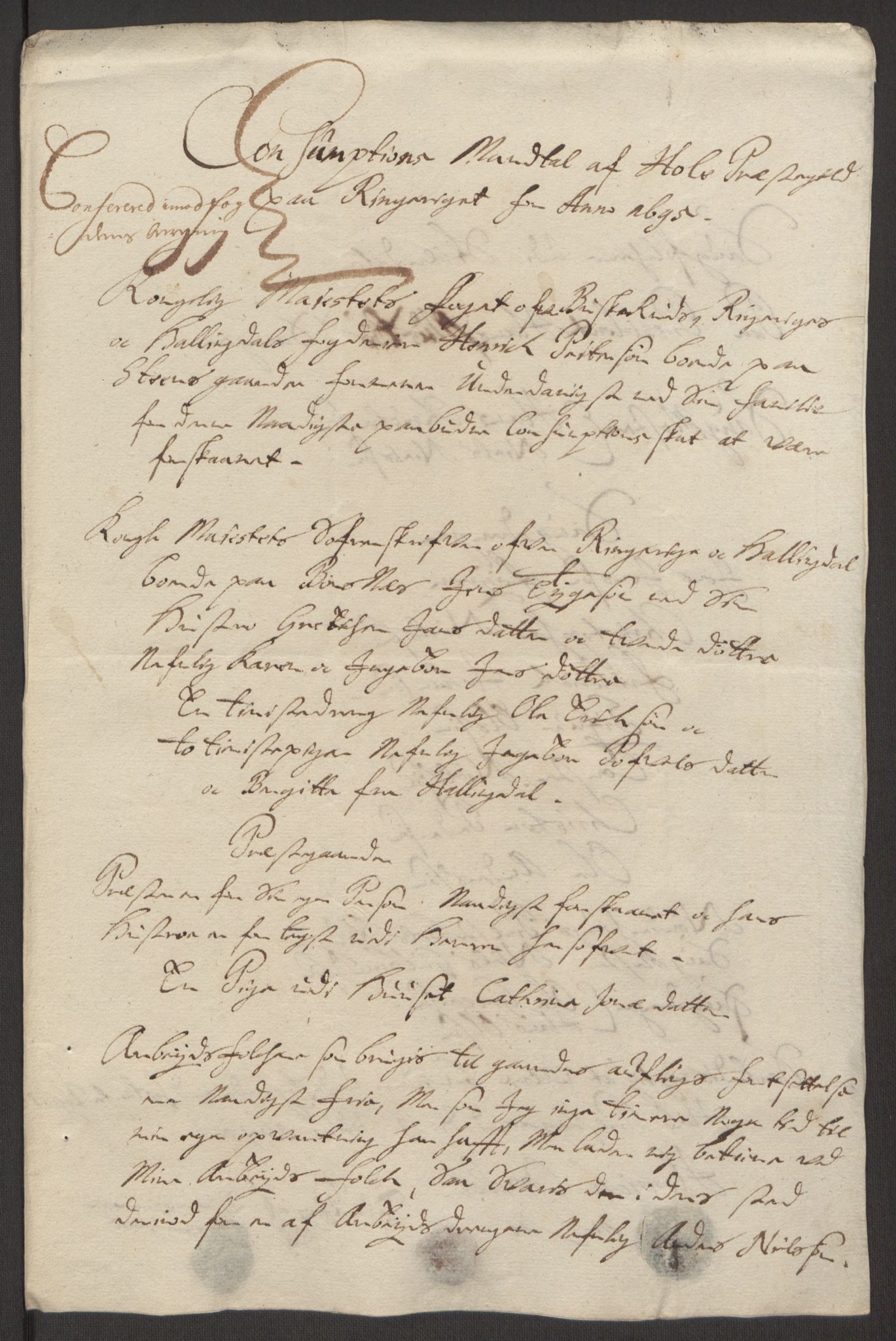 Rentekammeret inntil 1814, Reviderte regnskaper, Fogderegnskap, AV/RA-EA-4092/R22/L1452: Fogderegnskap Ringerike, Hallingdal og Buskerud, 1695, p. 235