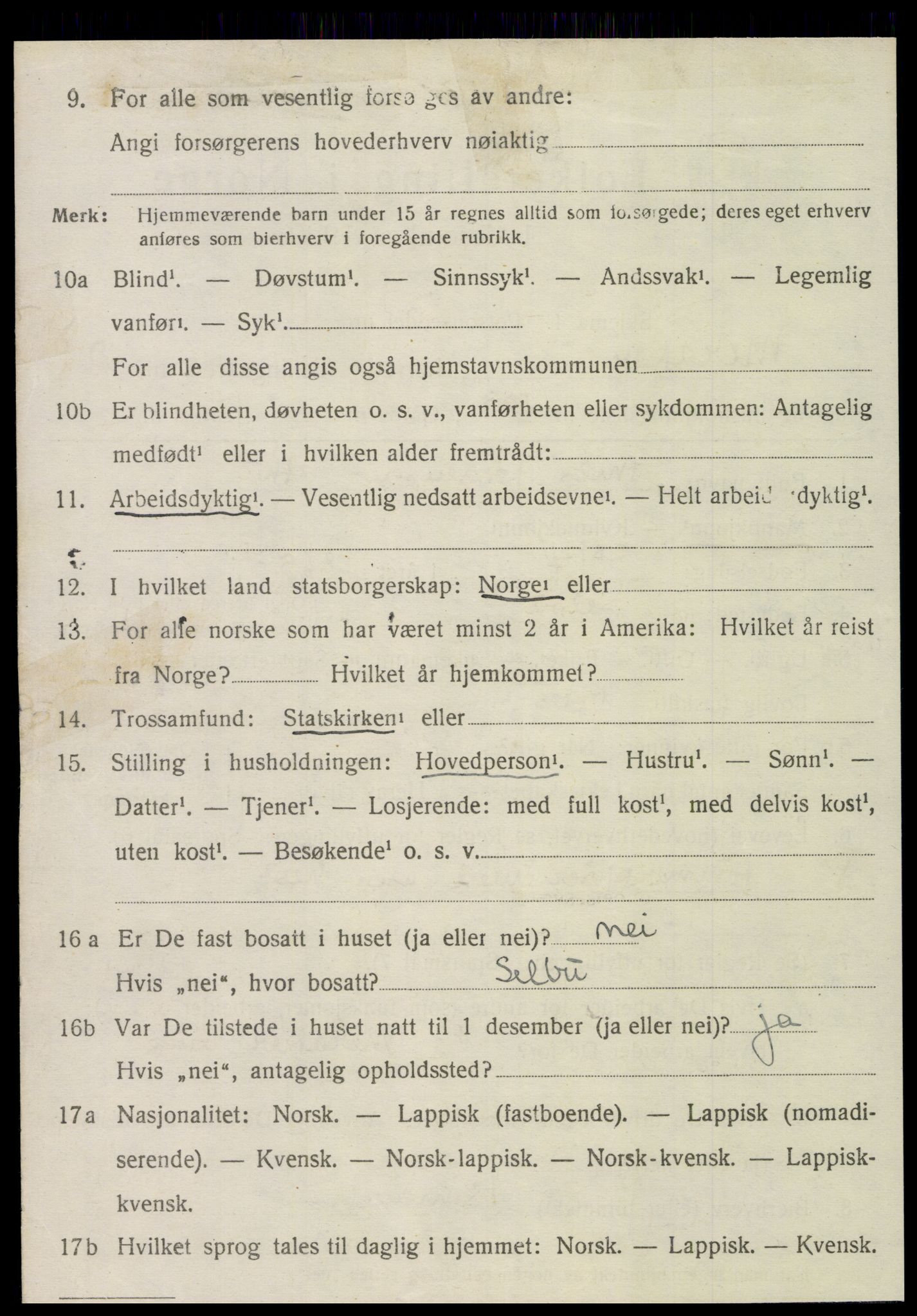 SAT, 1920 census for Meråker, 1920, p. 3093