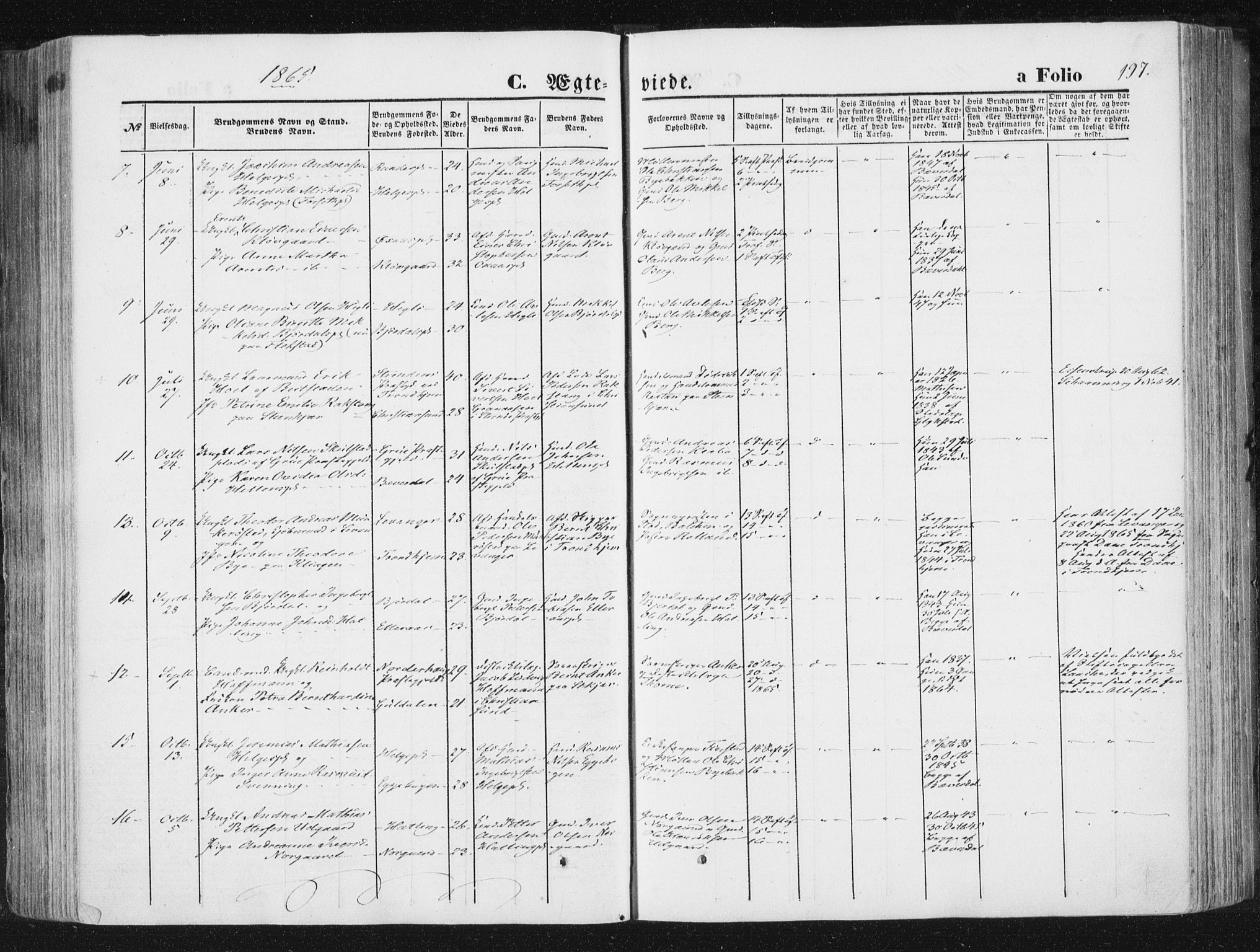 Ministerialprotokoller, klokkerbøker og fødselsregistre - Nord-Trøndelag, SAT/A-1458/746/L0447: Parish register (official) no. 746A06, 1860-1877, p. 197