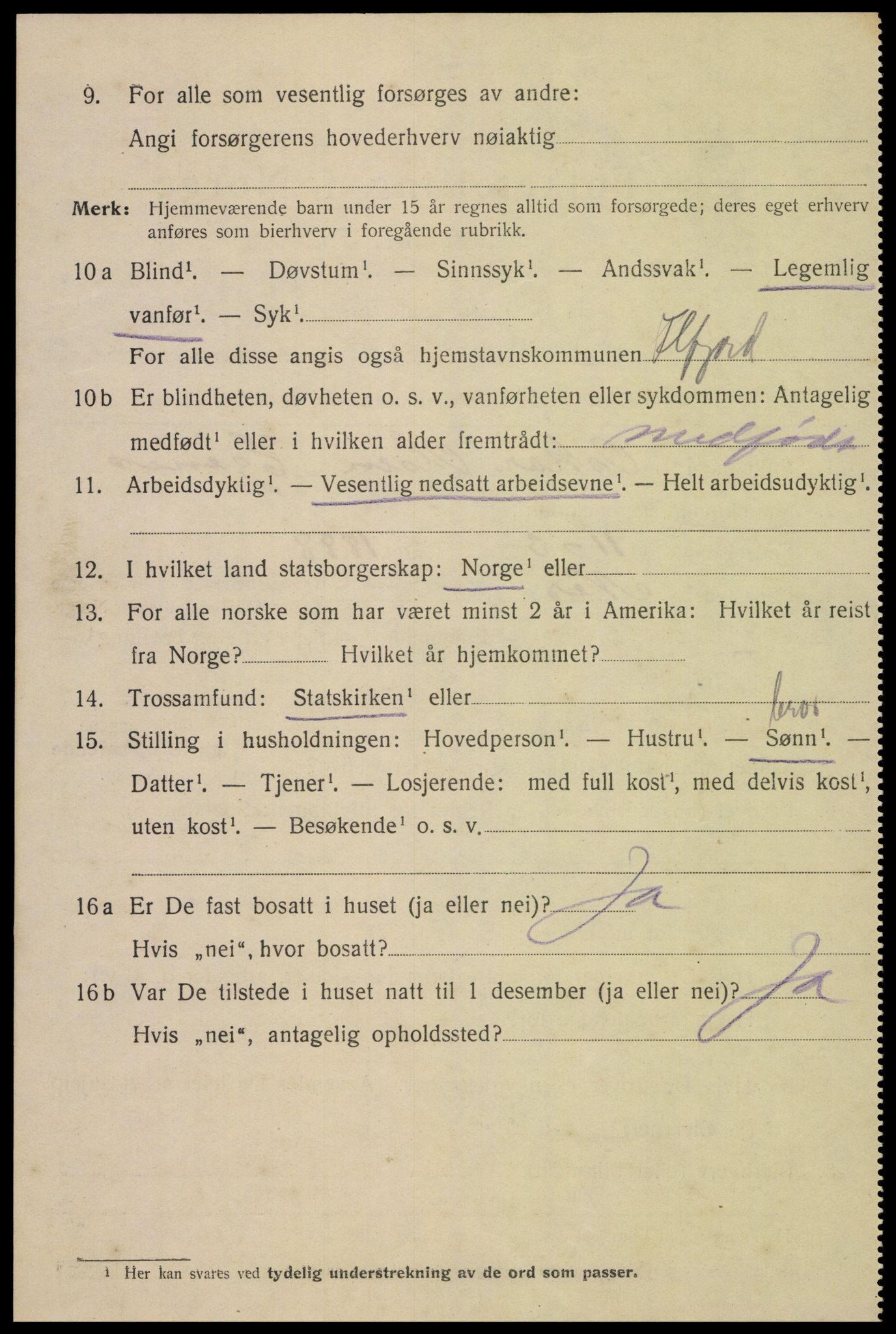 SAK, 1920 census for Flekkefjord, 1920, p. 3259