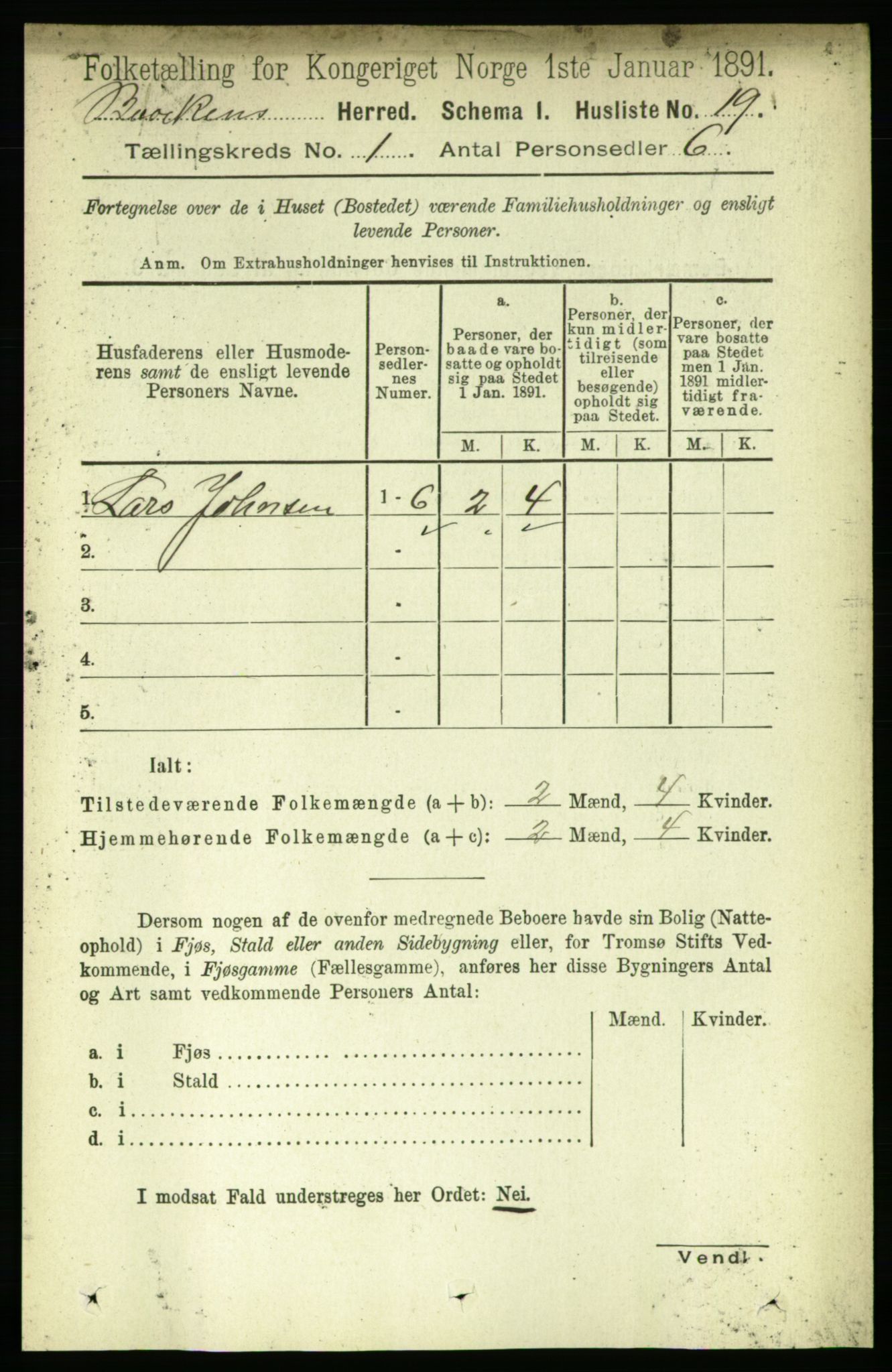 RA, 1891 census for 1656 Buvik, 1891, p. 30