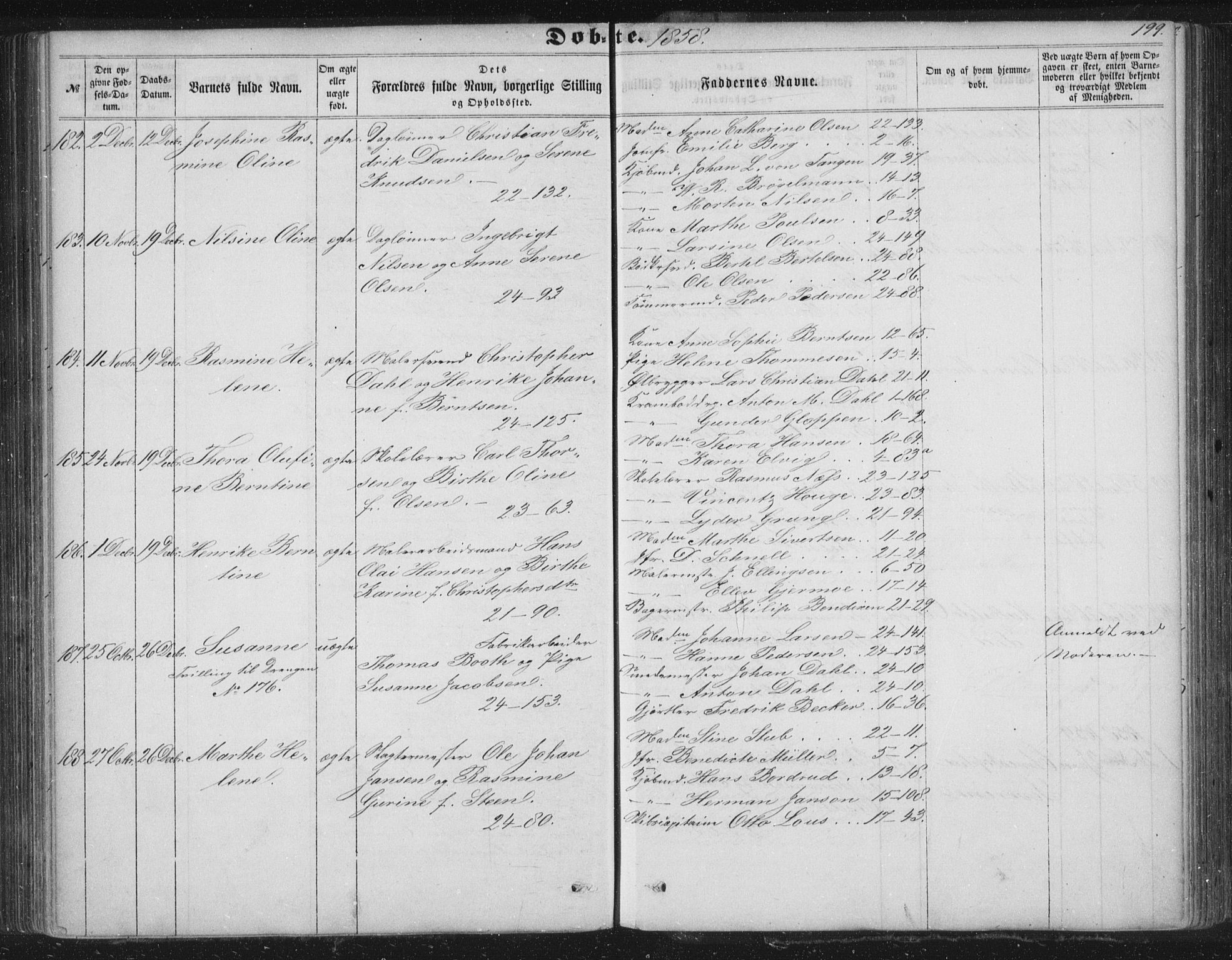 Korskirken sokneprestembete, AV/SAB-A-76101/H/Haa/L0018: Parish register (official) no. B 4, 1857-1866, p. 199