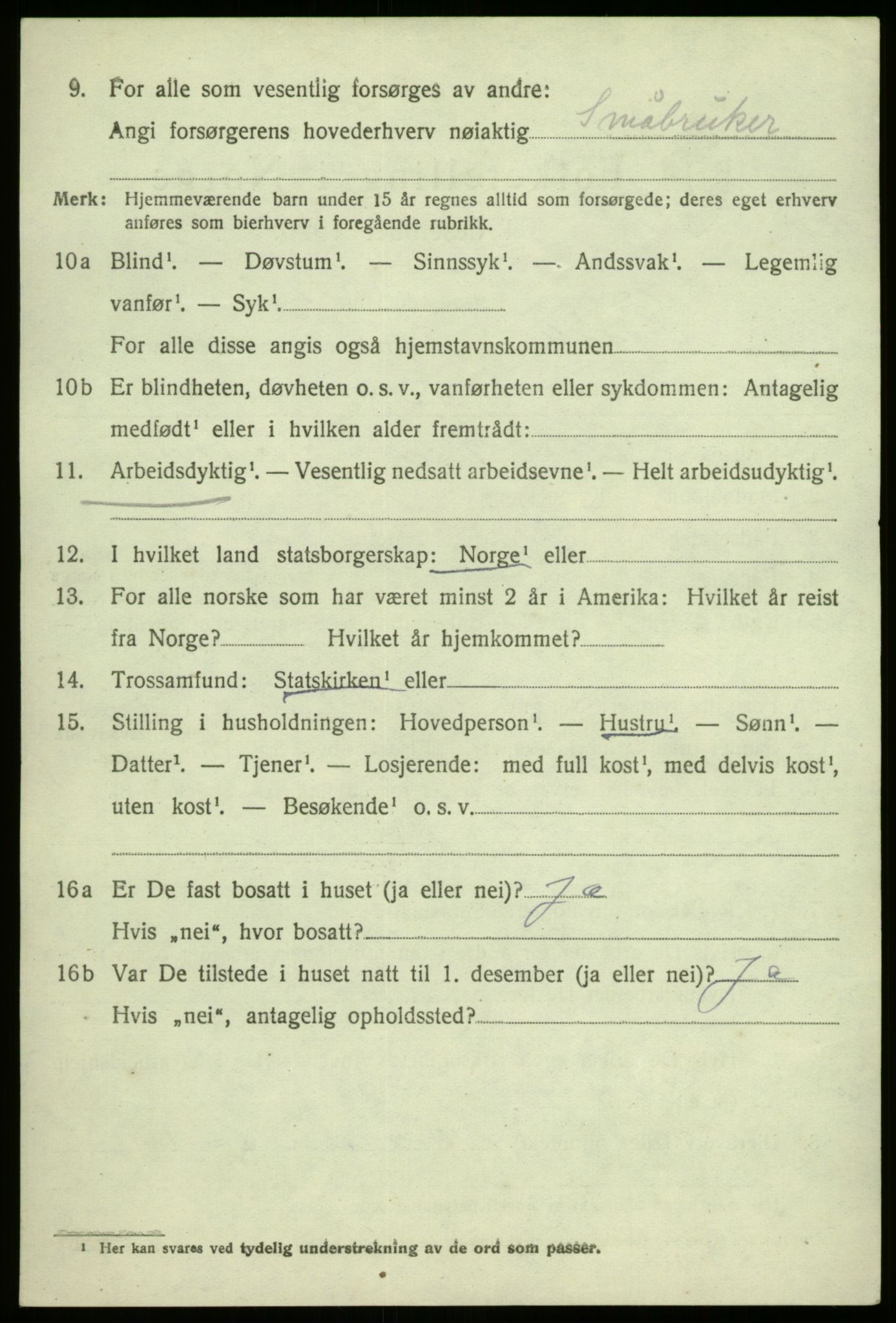 SAB, 1920 census for Lavik, 1920, p. 919