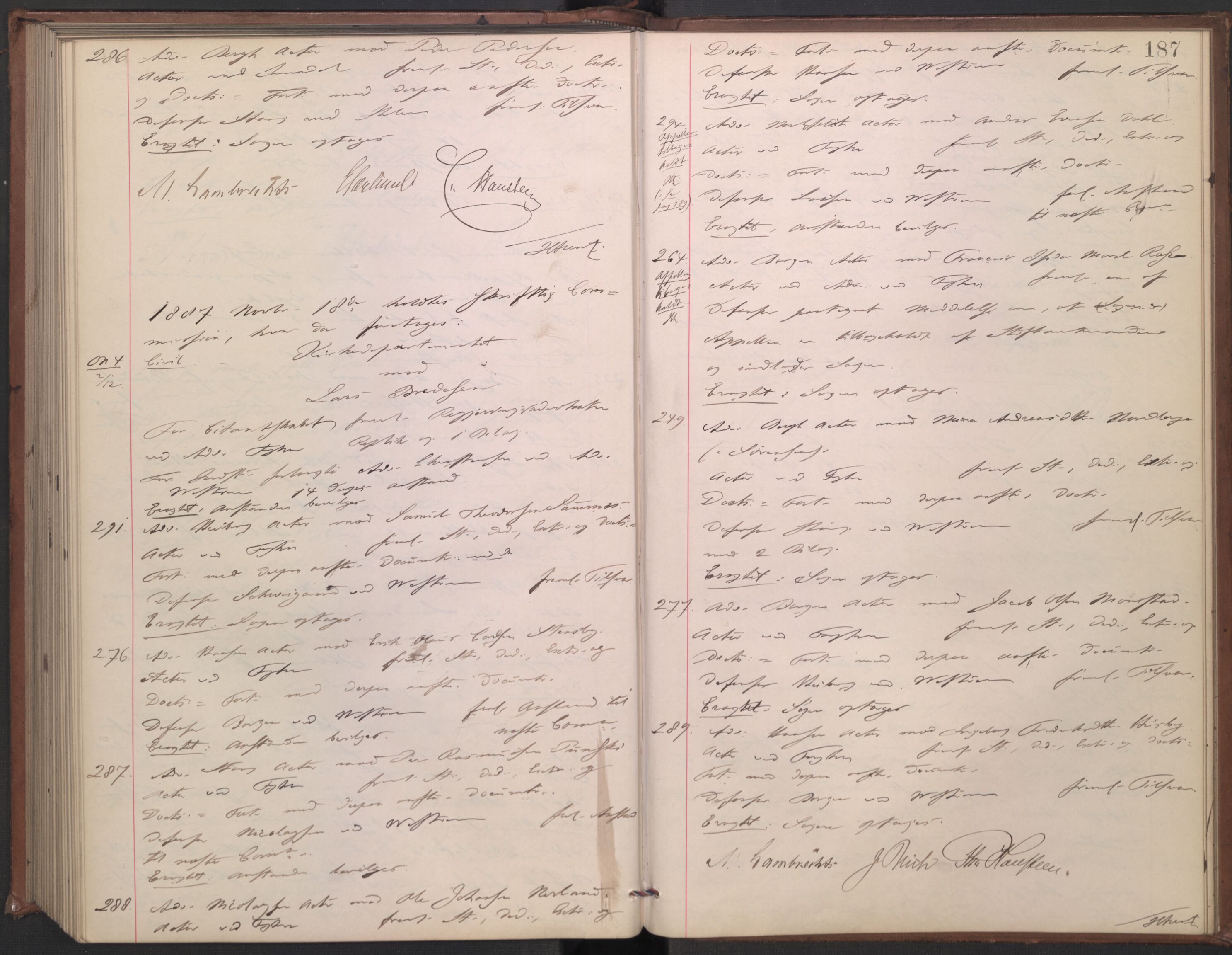 Høyesterett, AV/RA-S-1002/E/Ef/L0015: Protokoll over saker som gikk til skriftlig behandling, 1884-1888, p. 186b-187a