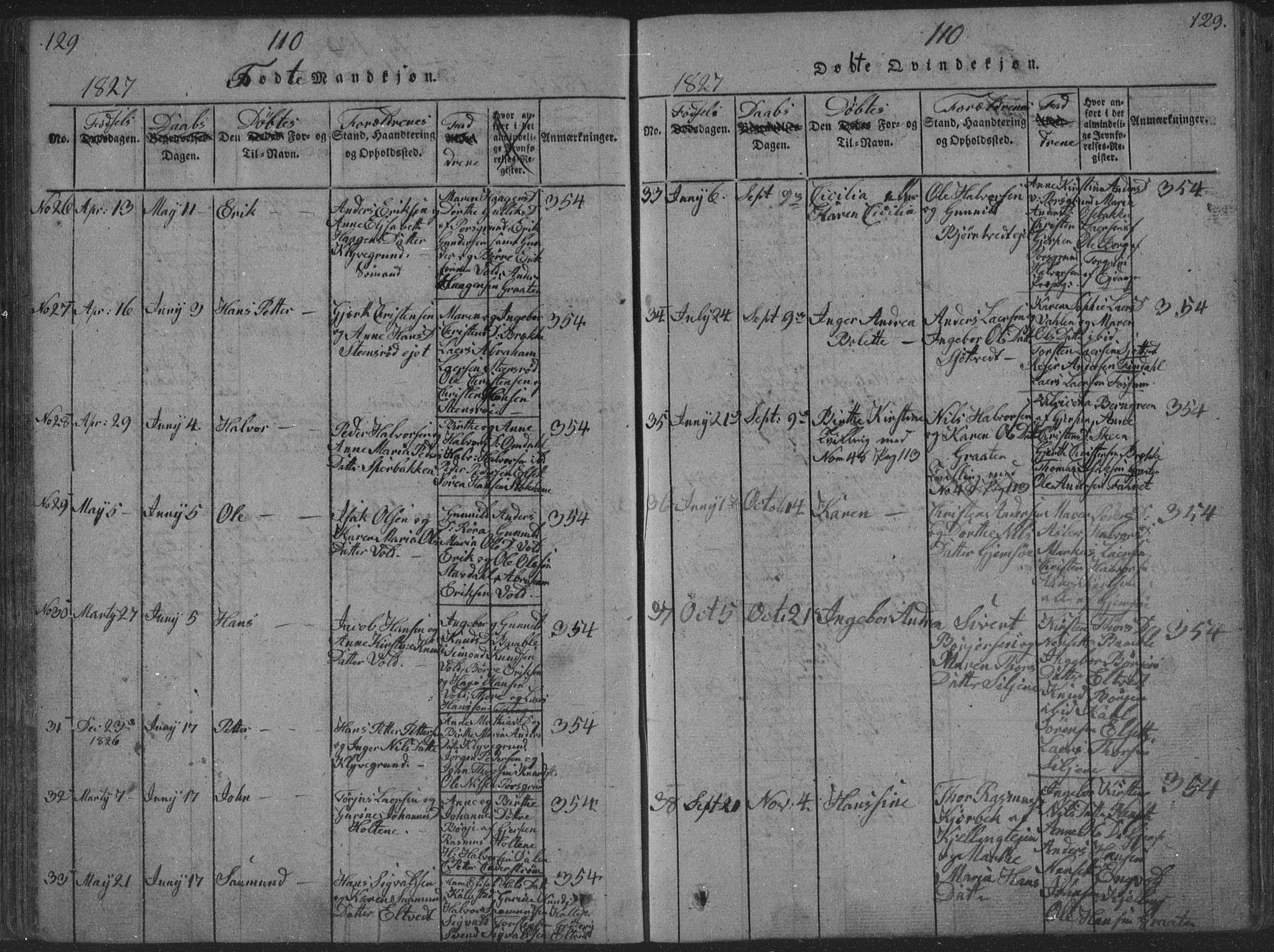 Solum kirkebøker, AV/SAKO-A-306/F/Fa/L0004: Parish register (official) no. I 4, 1814-1833, p. 129