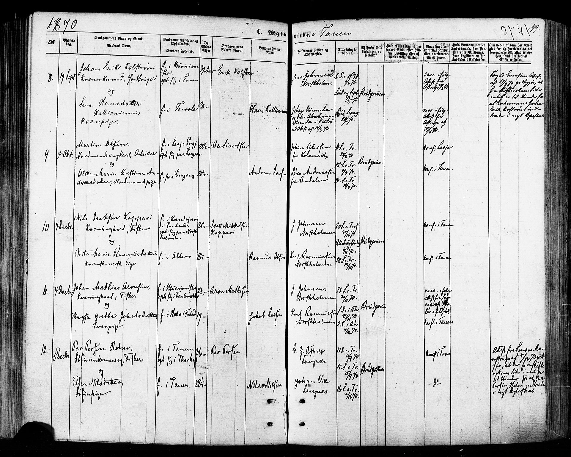 Tana sokneprestkontor, AV/SATØ-S-1334/H/Ha/L0002kirke: Parish register (official) no. 2 /1, 1861-1877, p. 199