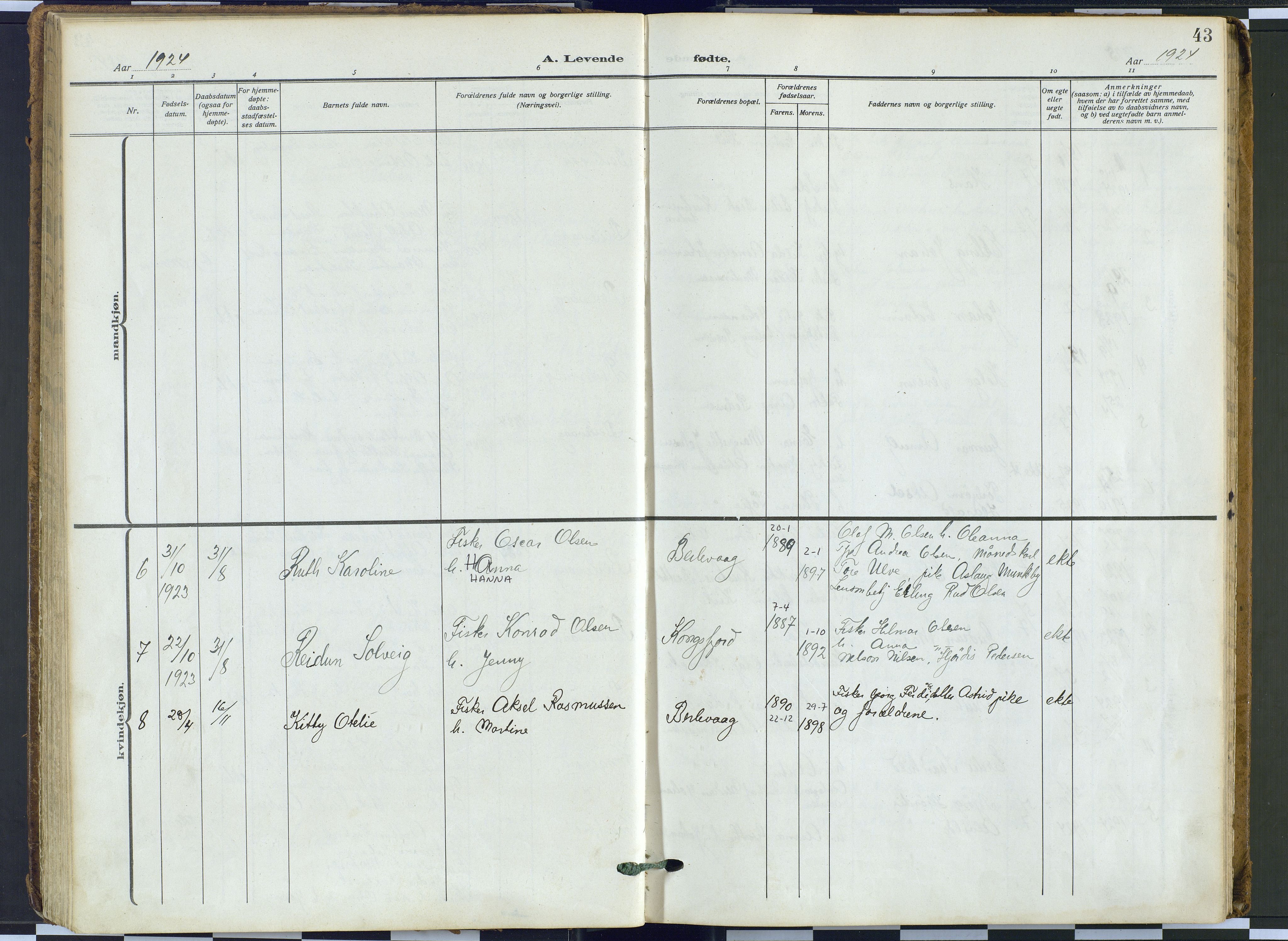 Tana sokneprestkontor, AV/SATØ-S-1334/H/Ha: Parish register (official) no. 9, 1914-1930, p. 43