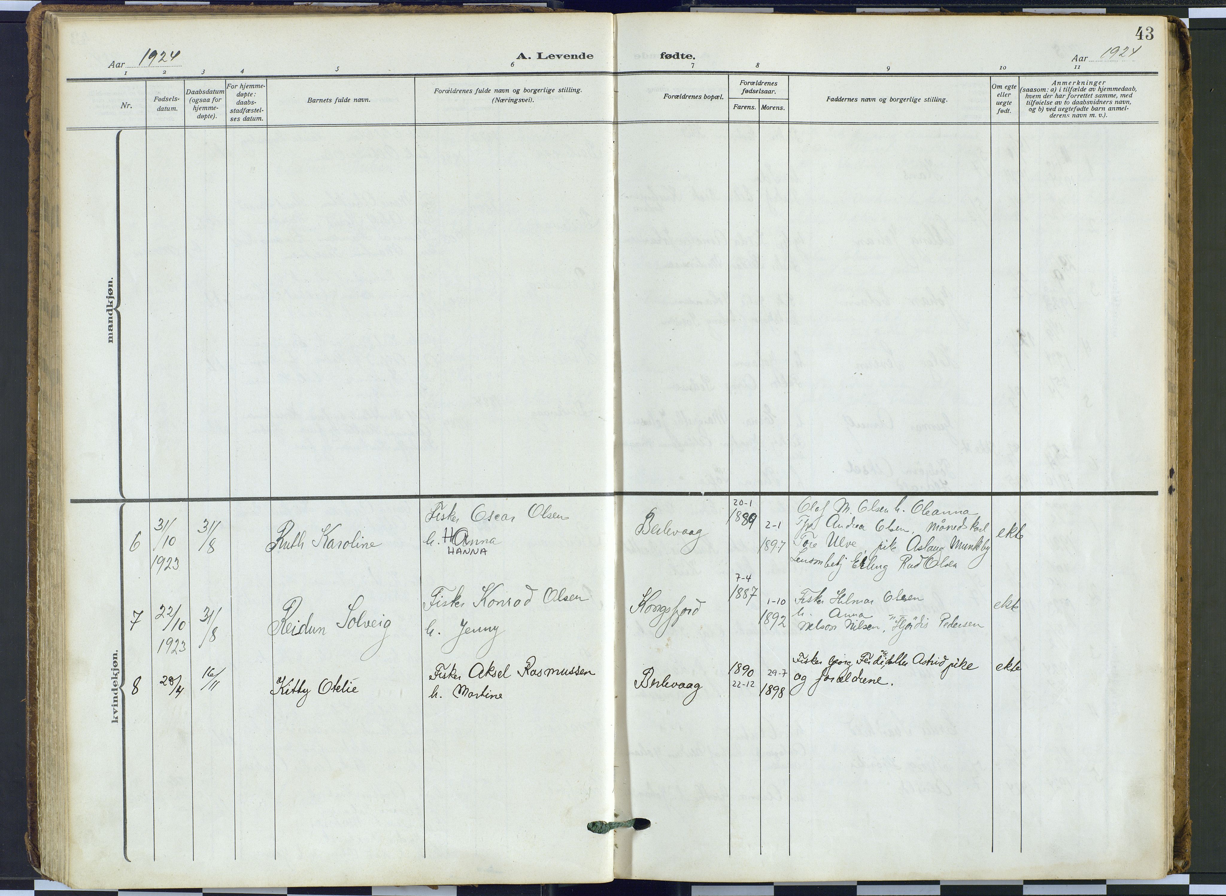 Tana sokneprestkontor, SATØ/S-1334/H/Ha: Parish register (official) no. 9, 1914-1930, p. 43