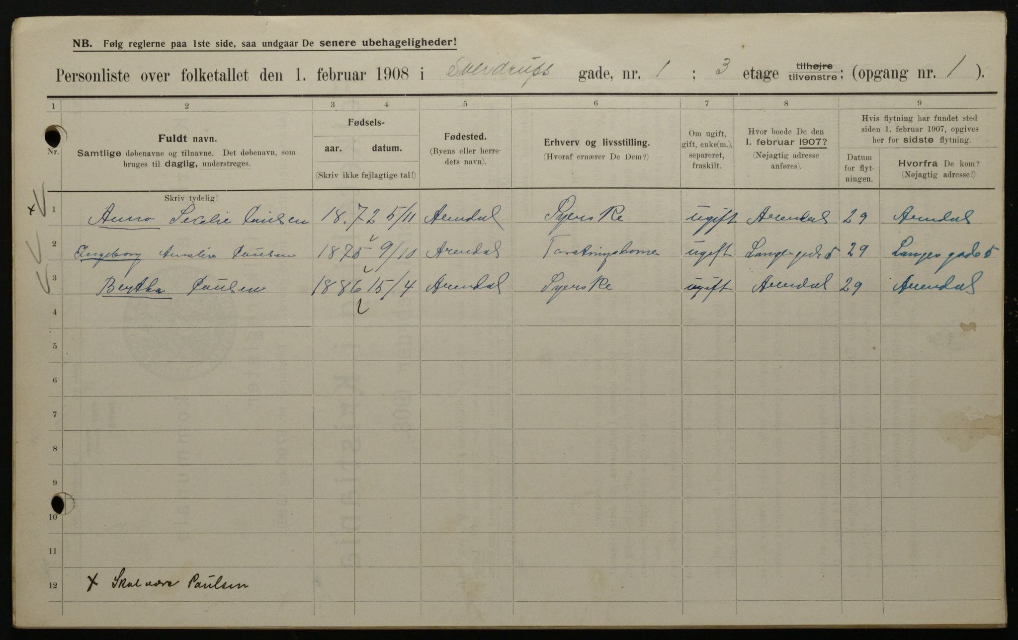 OBA, Municipal Census 1908 for Kristiania, 1908, p. 94304