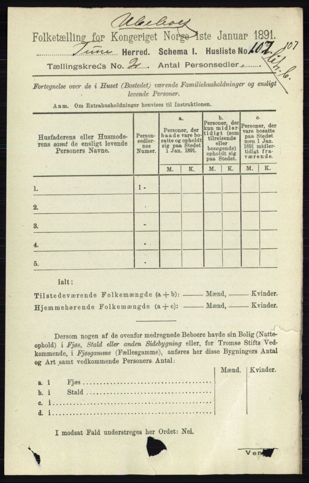 RA, 1891 census for 0130 Tune, 1891, p. 736