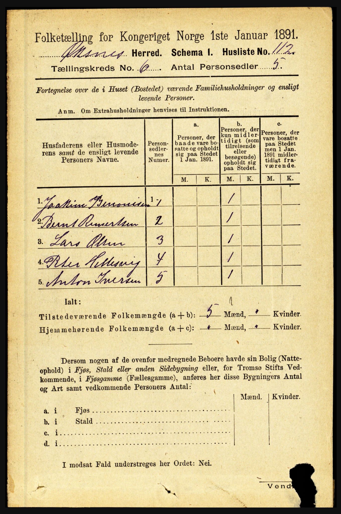 RA, 1891 census for 1868 Øksnes, 1891, p. 2617