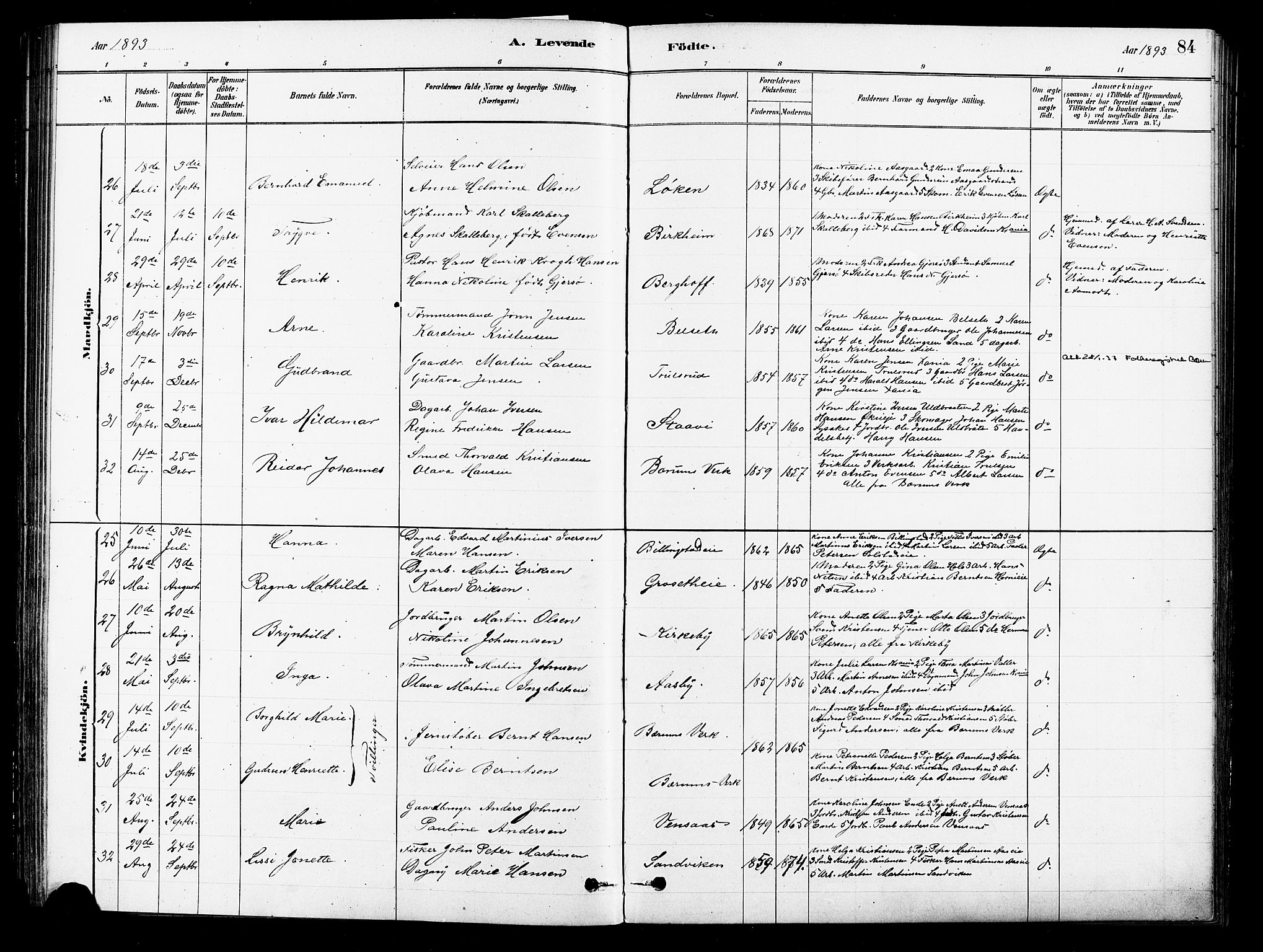 Asker prestekontor Kirkebøker, AV/SAO-A-10256a/F/Fb/L0001: Parish register (official) no. II 1, 1879-1895, p. 84
