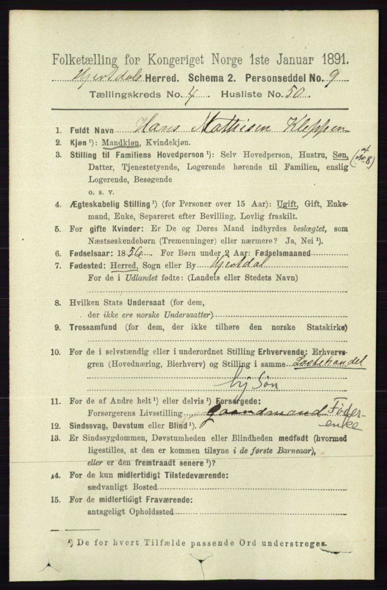 RA, 1891 census for 0827 Hjartdal, 1891, p. 1686