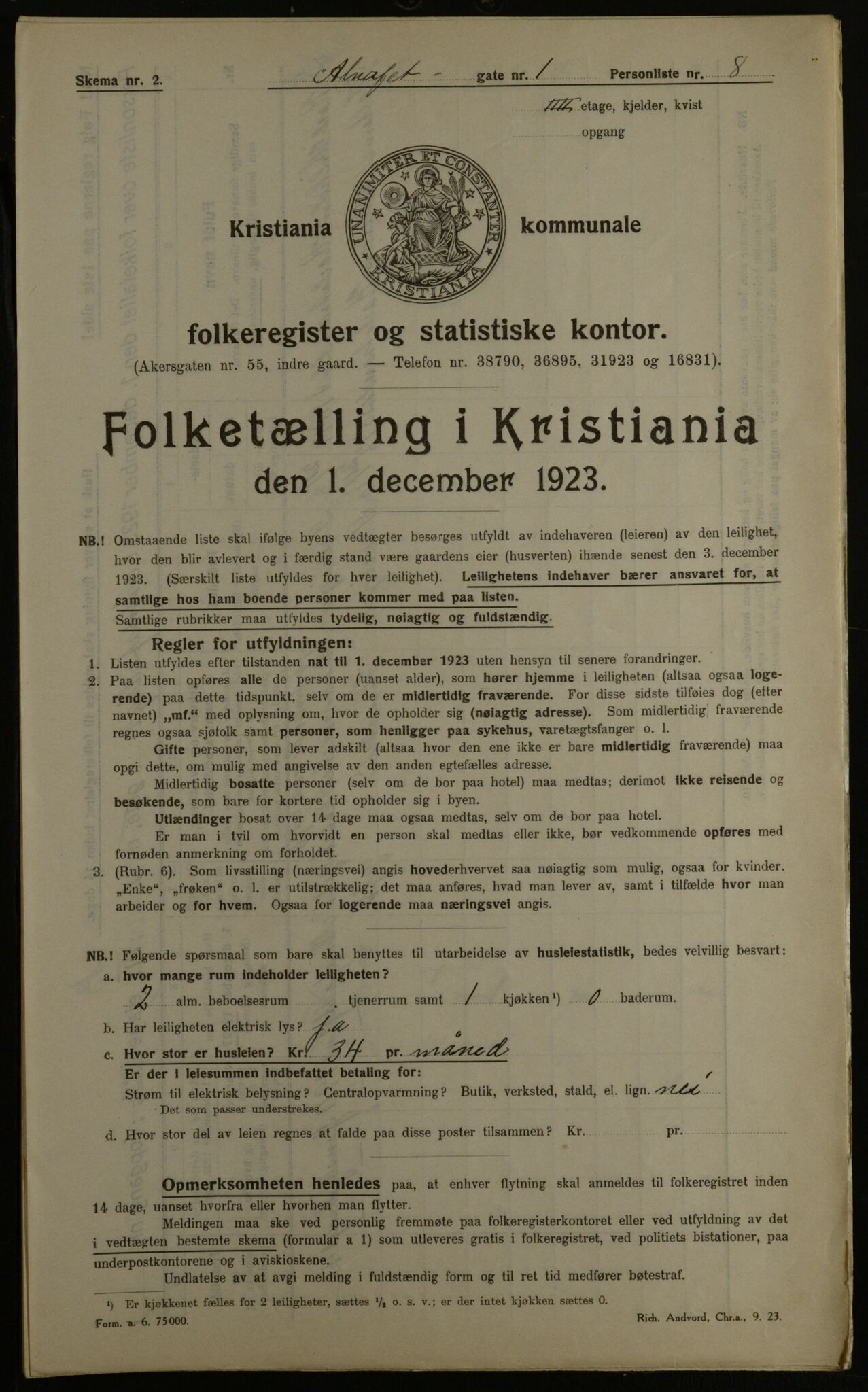 OBA, Municipal Census 1923 for Kristiania, 1923, p. 1269