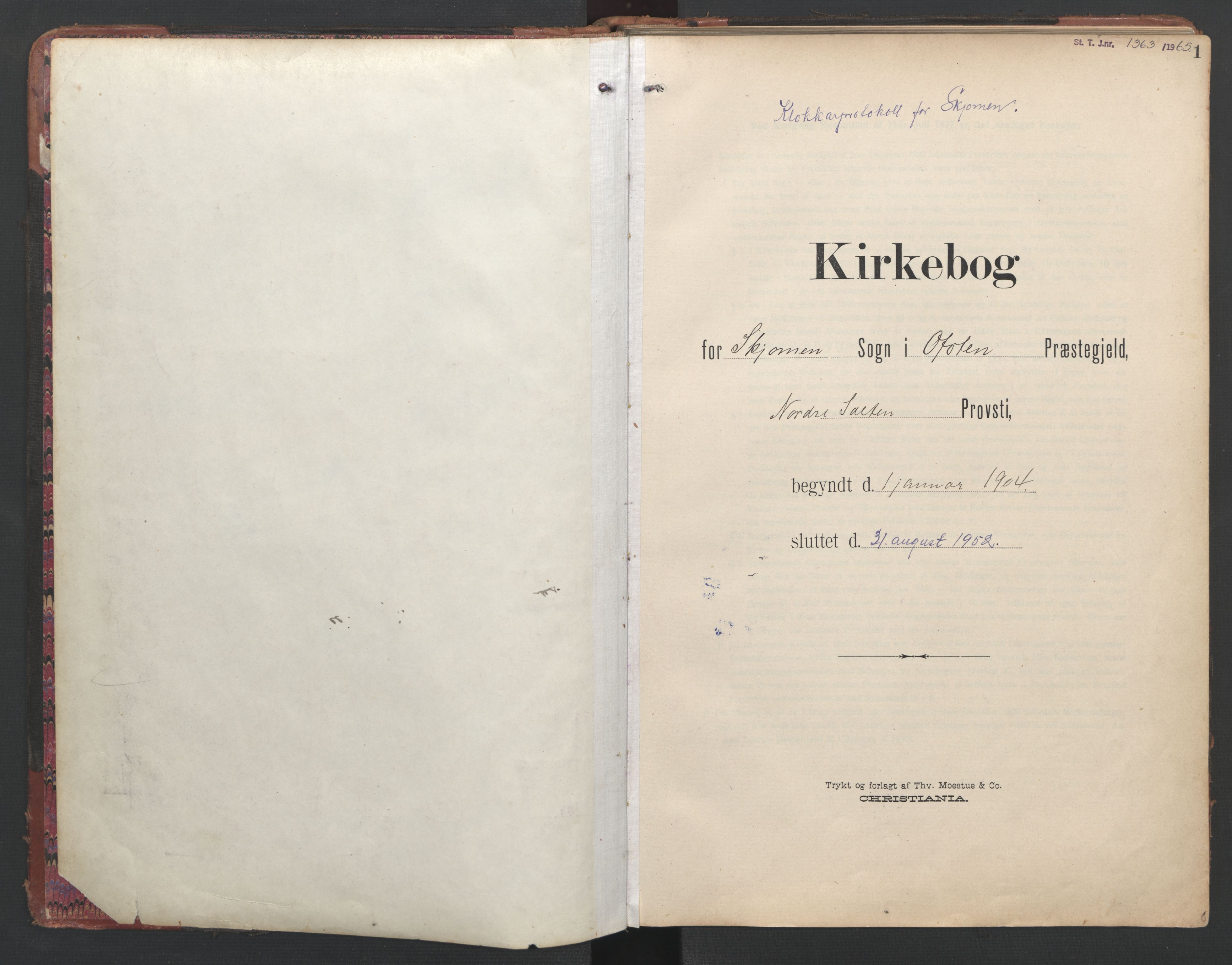 Ministerialprotokoller, klokkerbøker og fødselsregistre - Nordland, AV/SAT-A-1459/867/L0966: Parish register (copy) no. 867C01, 1904-1952, p. 1