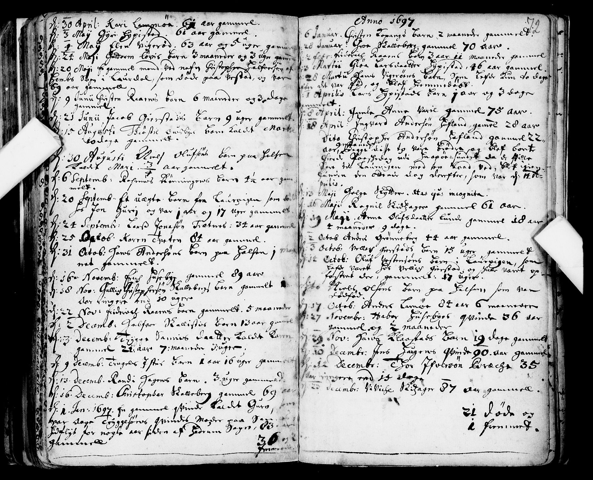 Tjølling kirkebøker, SAKO/A-60/F/Fa/L0001: Parish register (official) no. 1, 1670-1716, p. 72
