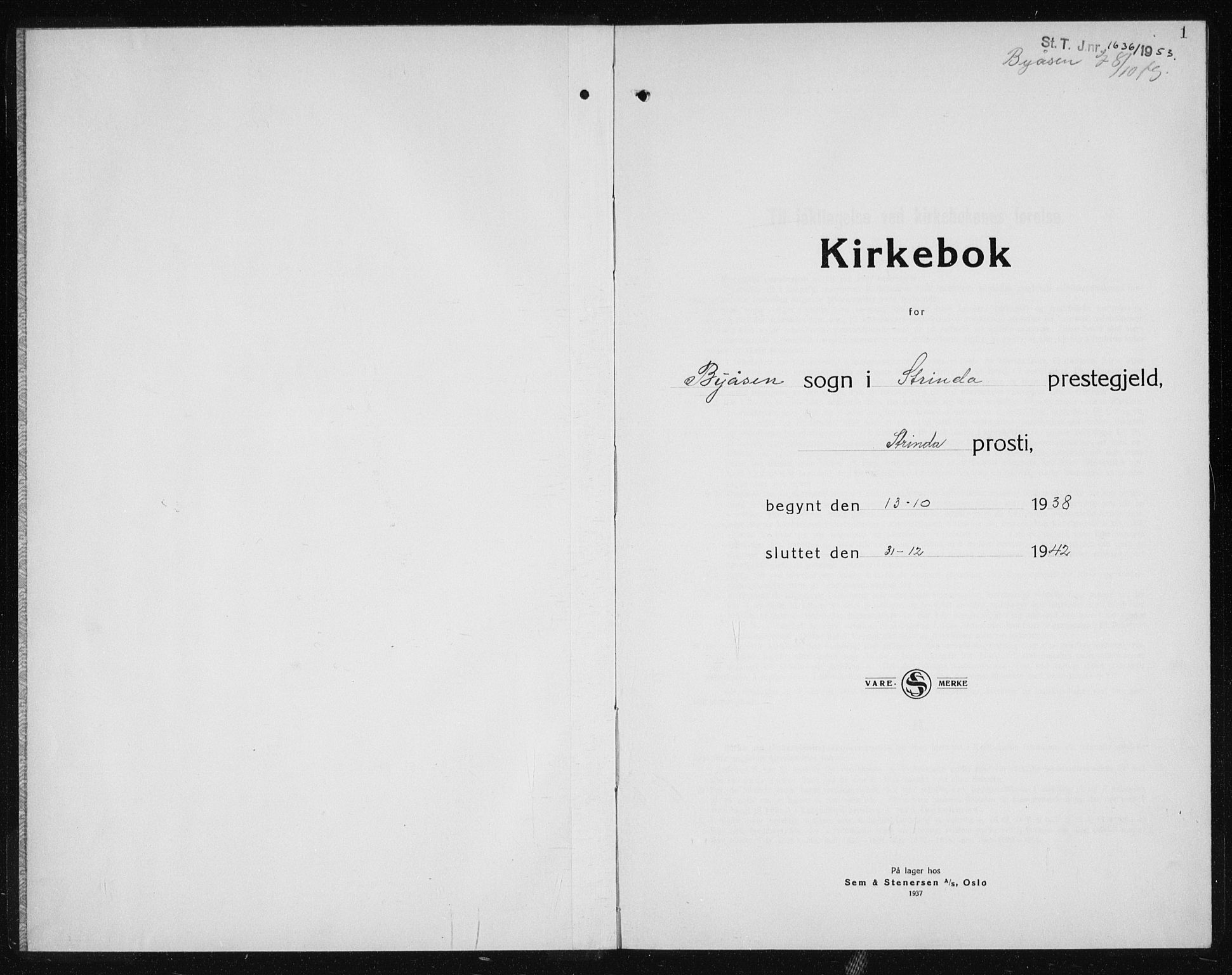 Ministerialprotokoller, klokkerbøker og fødselsregistre - Sør-Trøndelag, SAT/A-1456/611/L0357: Parish register (copy) no. 611C05, 1938-1942, p. 1