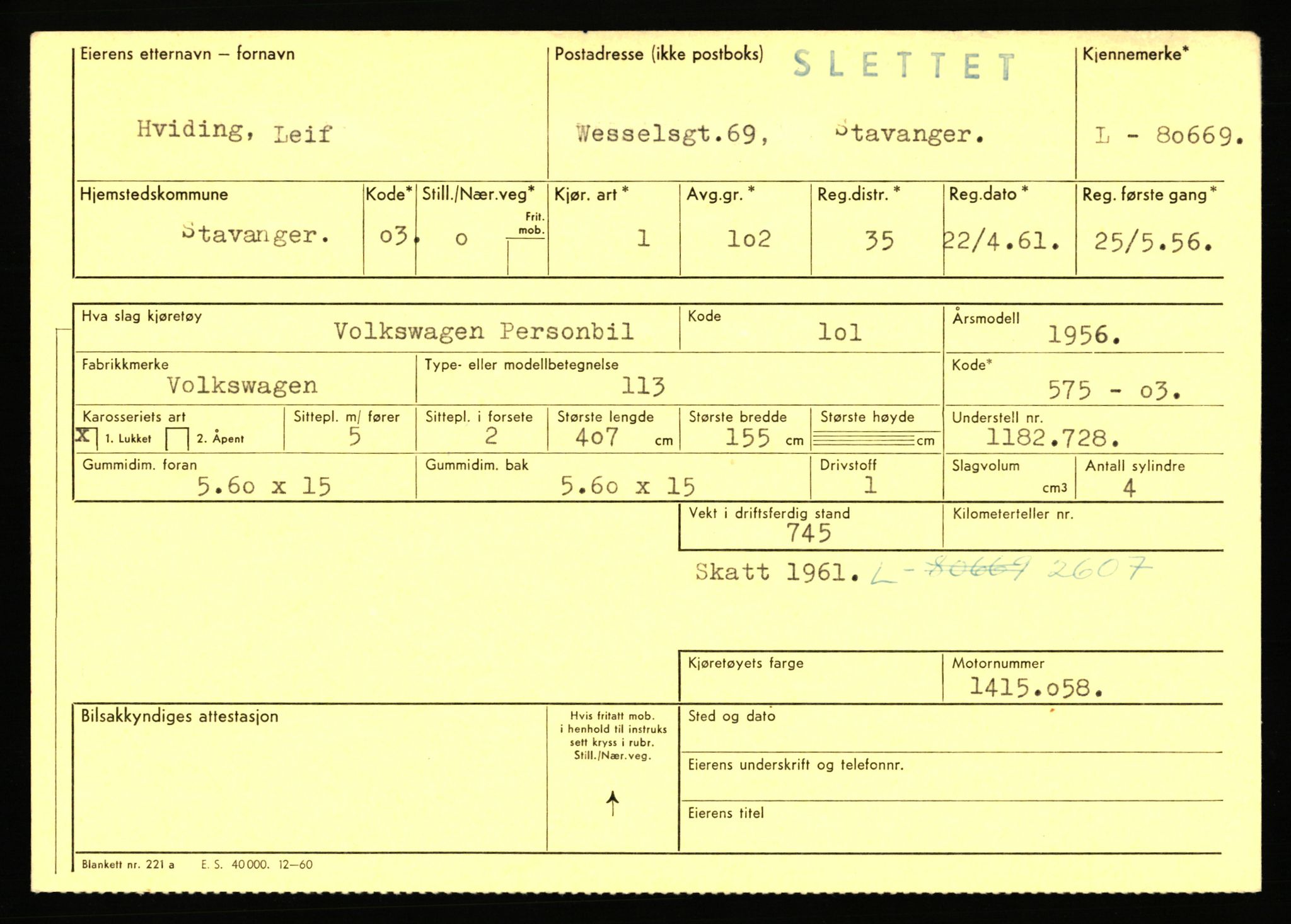 Stavanger trafikkstasjon, AV/SAST-A-101942/0/F/L0071: L-80500 - L-82199, 1930-1971, p. 261