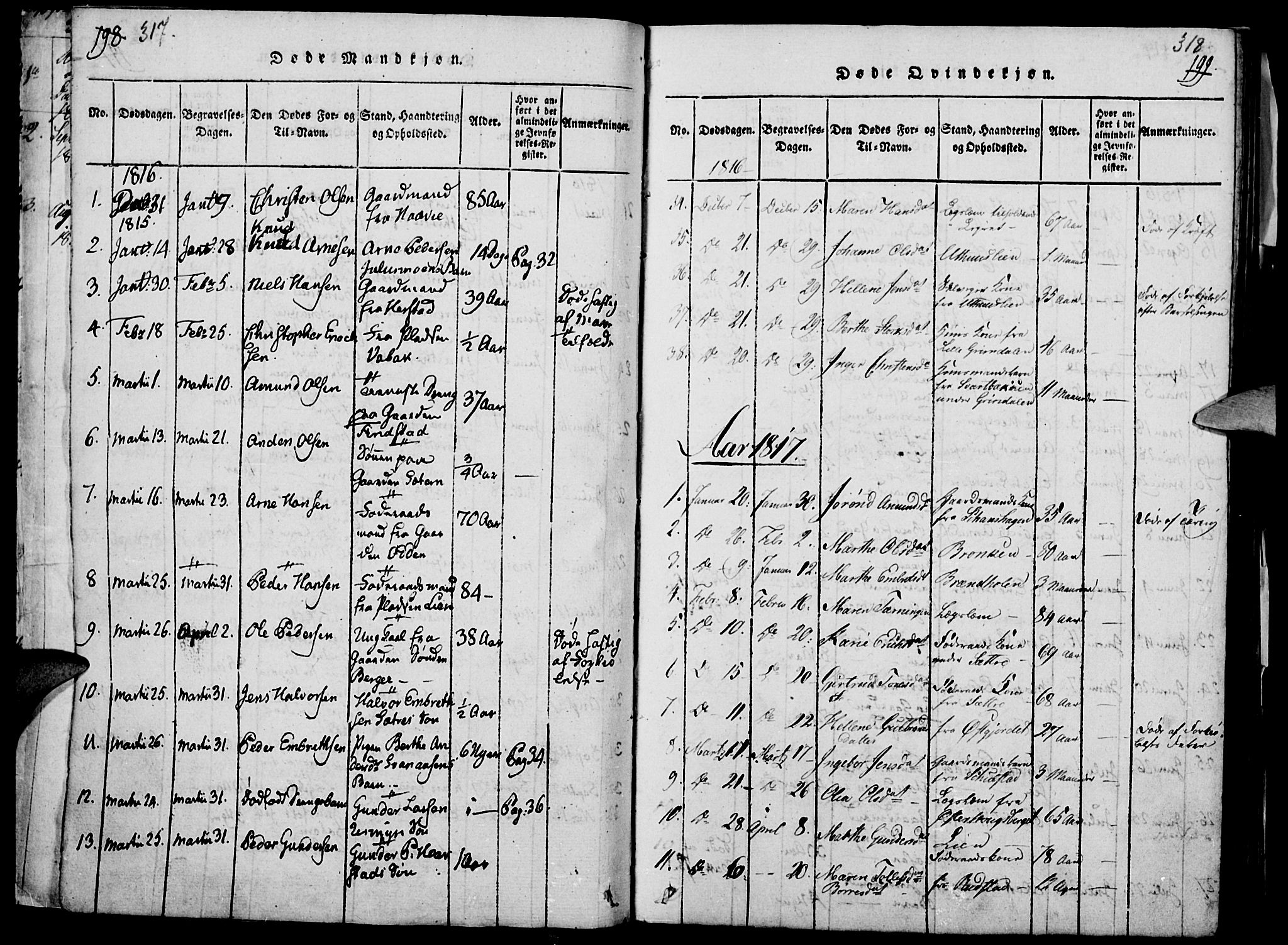 Elverum prestekontor, SAH/PREST-044/H/Ha/Haa/L0007: Parish register (official) no. 7, 1815-1830, p. 317-318