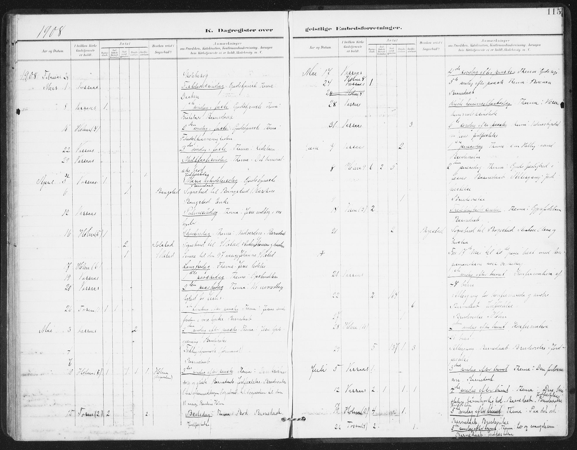 Ministerialprotokoller, klokkerbøker og fødselsregistre - Nordland, AV/SAT-A-1459/811/L0167: Parish register (official) no. 811A04, 1899-1913, p. 115